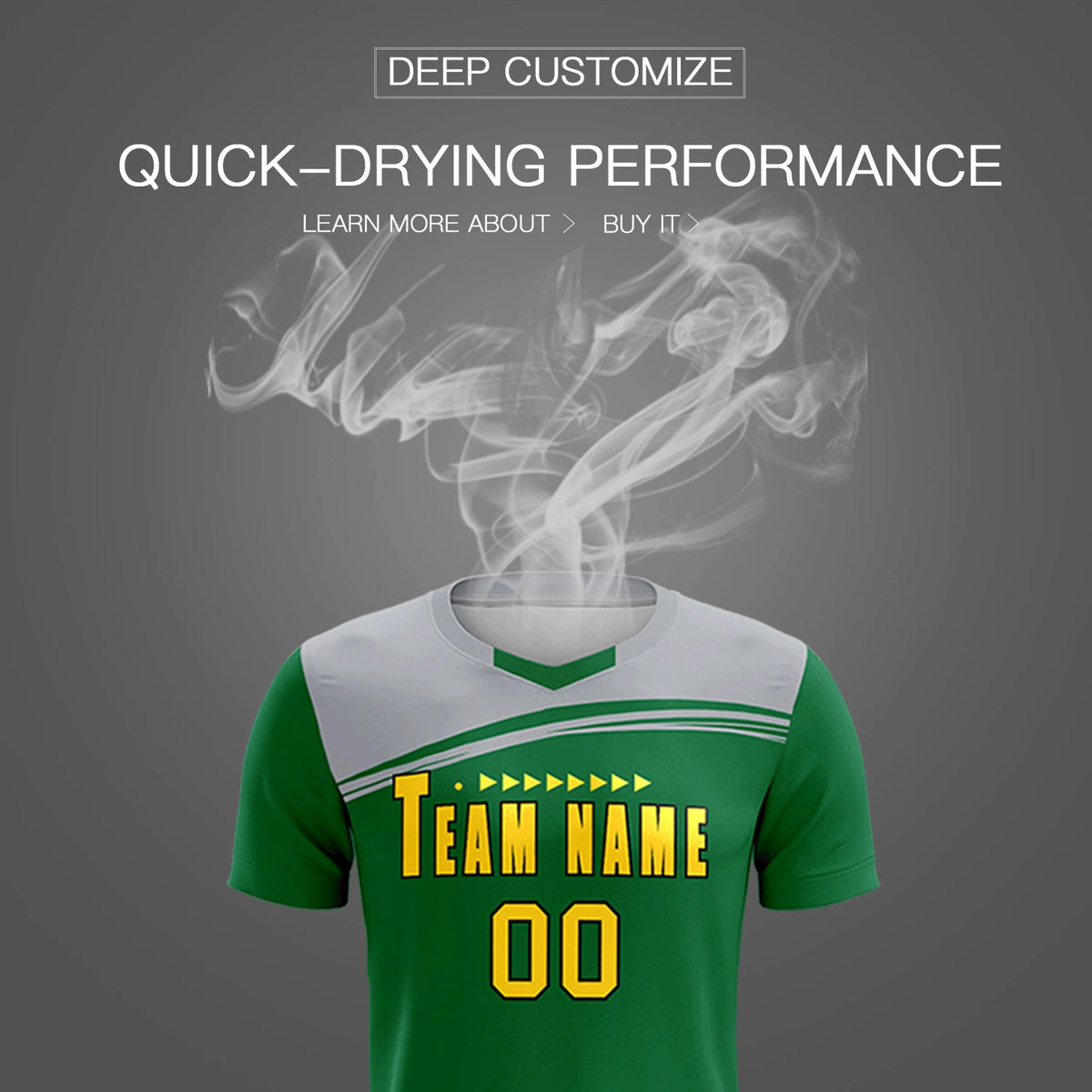 Custom Kelly Green Gray Personalized Men Soccer Sets Jersey