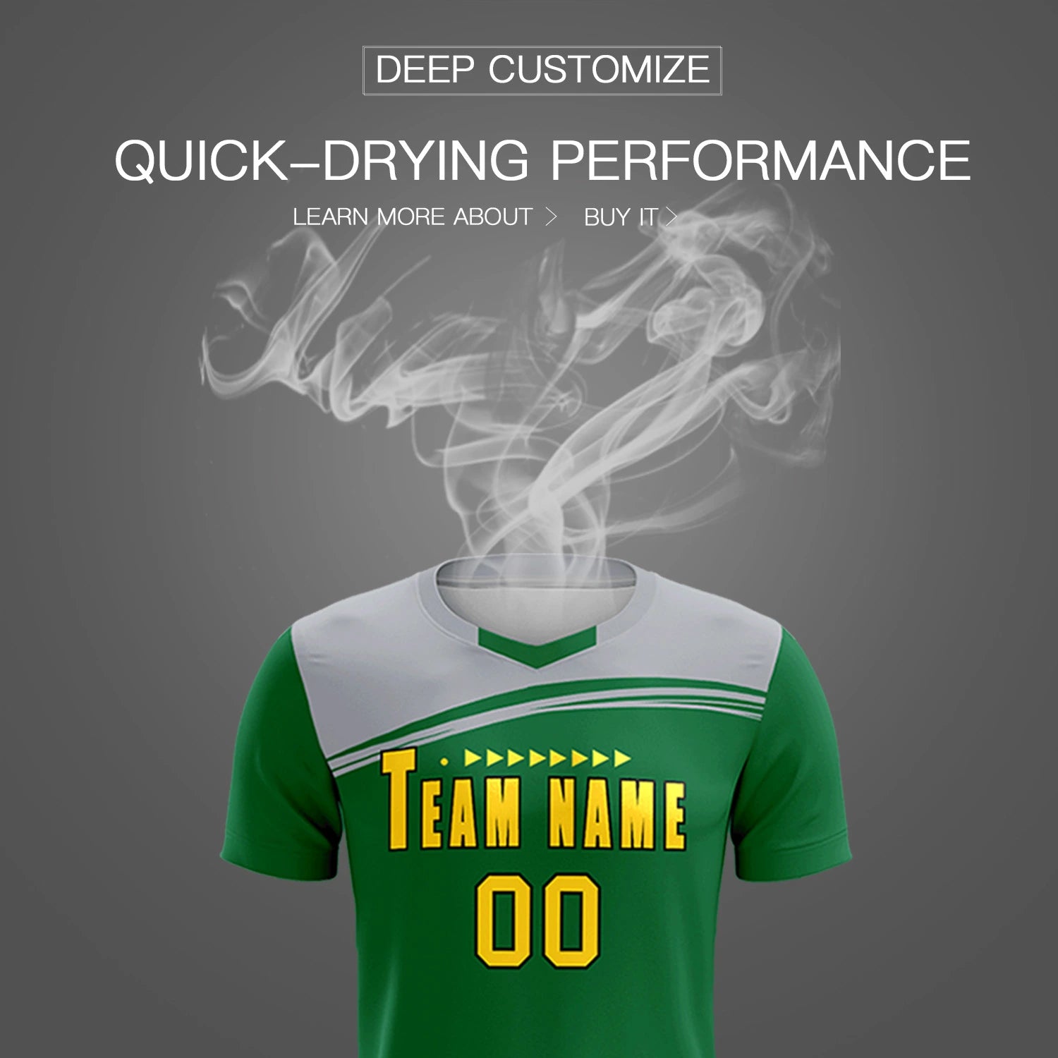 Custom Kelly Green Gray Personalized Men Soccer Sets Jersey