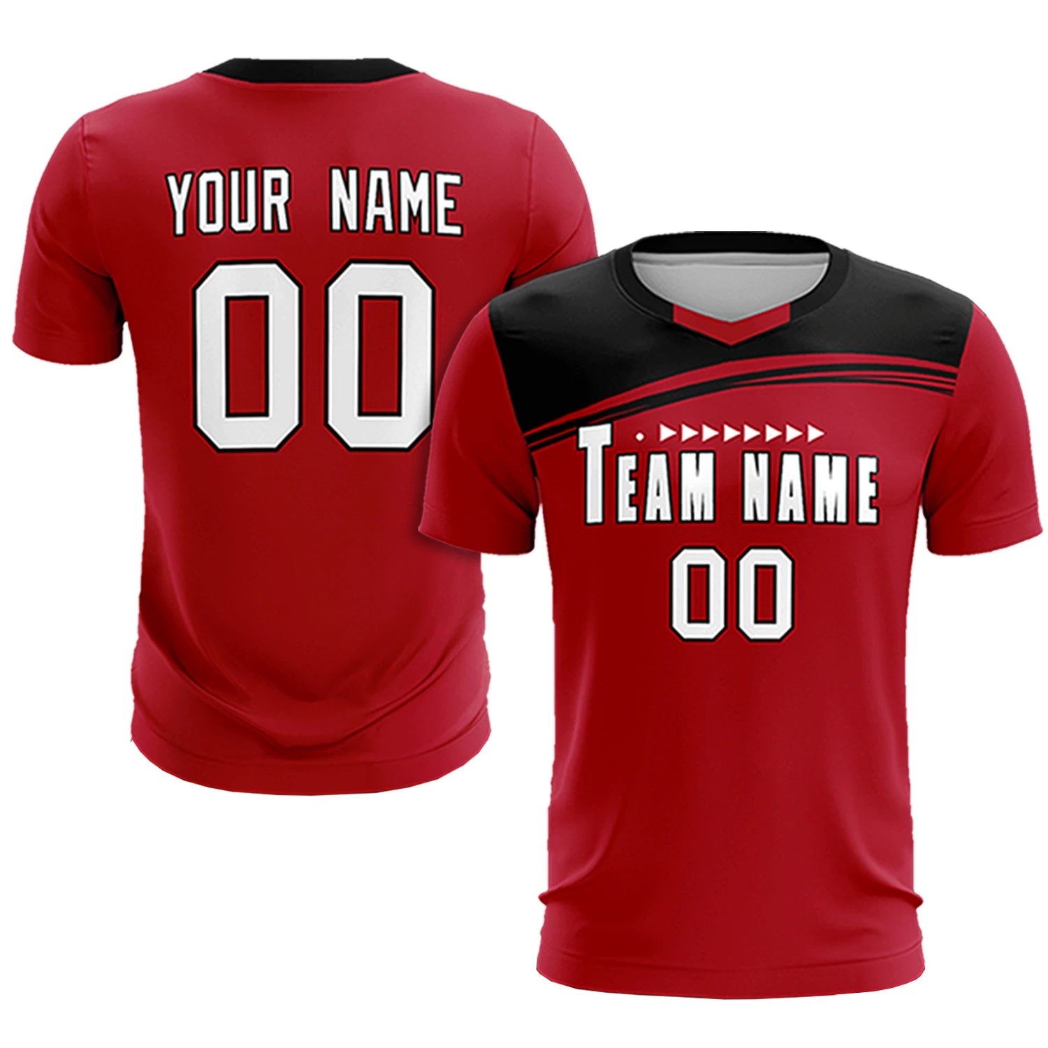 Custom Red Black Personalized Men Soccer Sets Jersey
