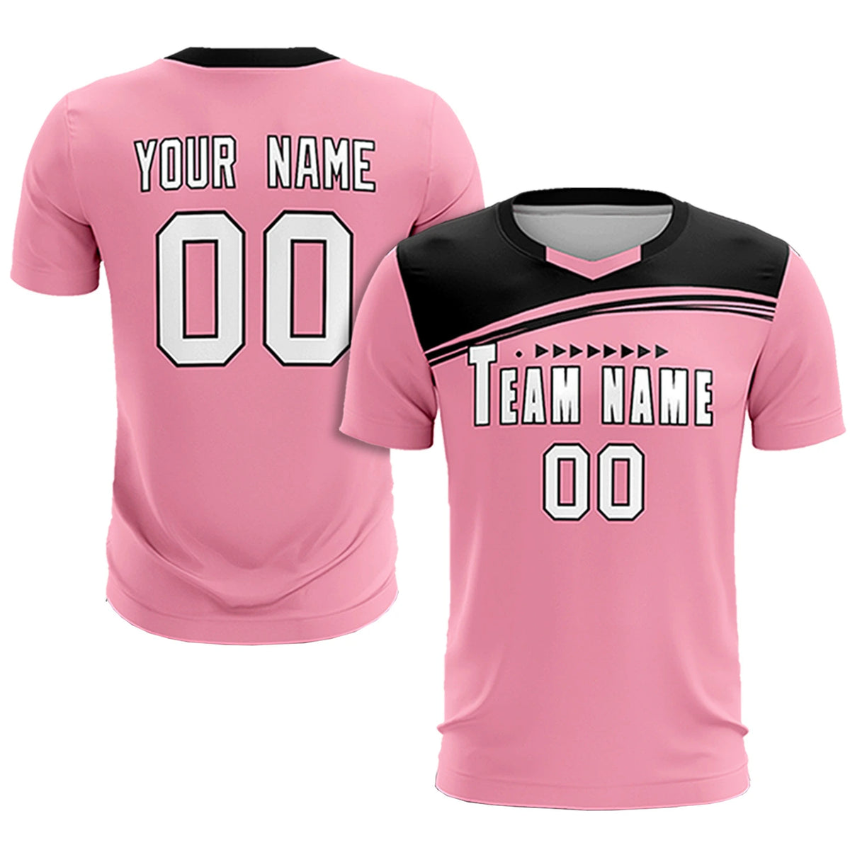Custom Light Pink Black Personalized Men Soccer Sets Jersey