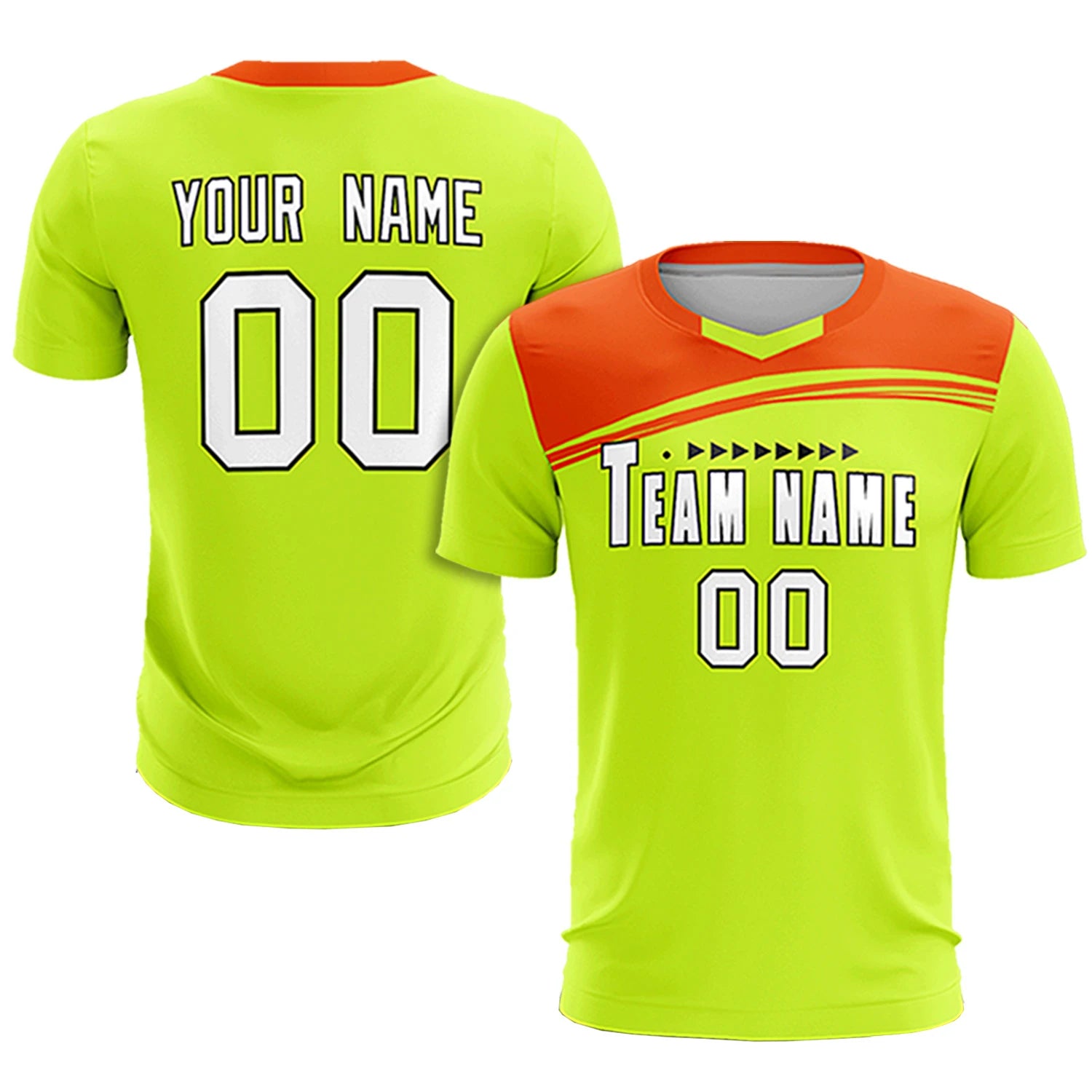 Custom Neon Green Orange Personalized Men Soccer Sets Jersey