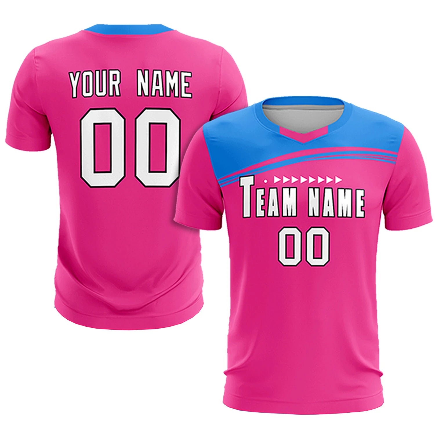 Custom Pink Powder Blue Personalized Men Soccer Sets Jersey