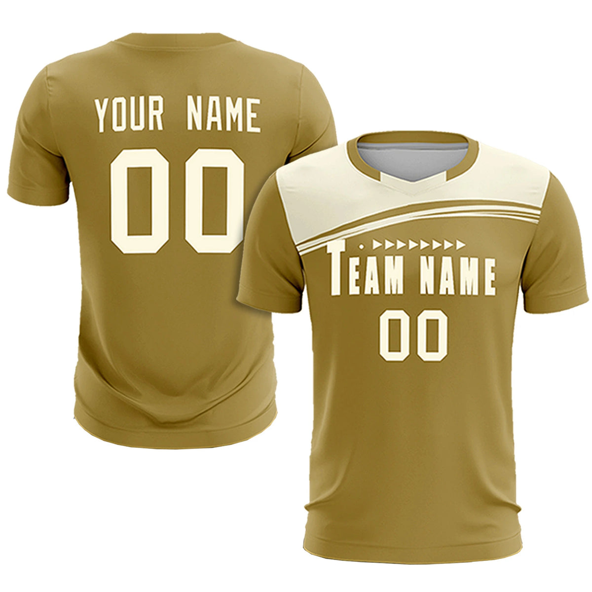 Custom Old Gold Cream Personalized Men Soccer Sets Jersey