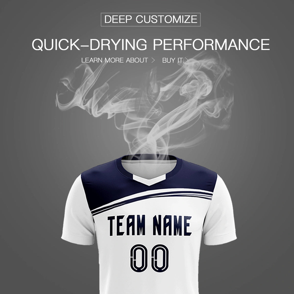 Custom White Navy Personalized Men Soccer Sets Jersey