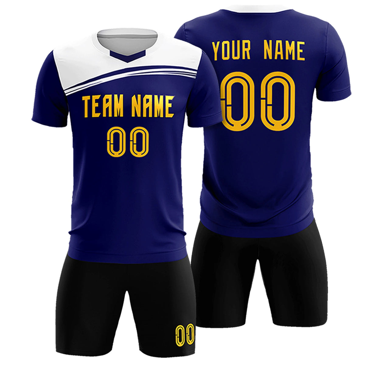Custom Royal Blue White Personalized Men Soccer Sets Jersey