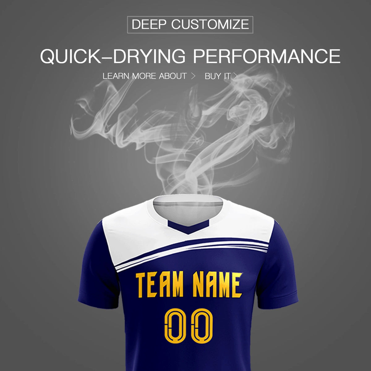Custom Royal Blue White Personalized Men Soccer Sets Jersey