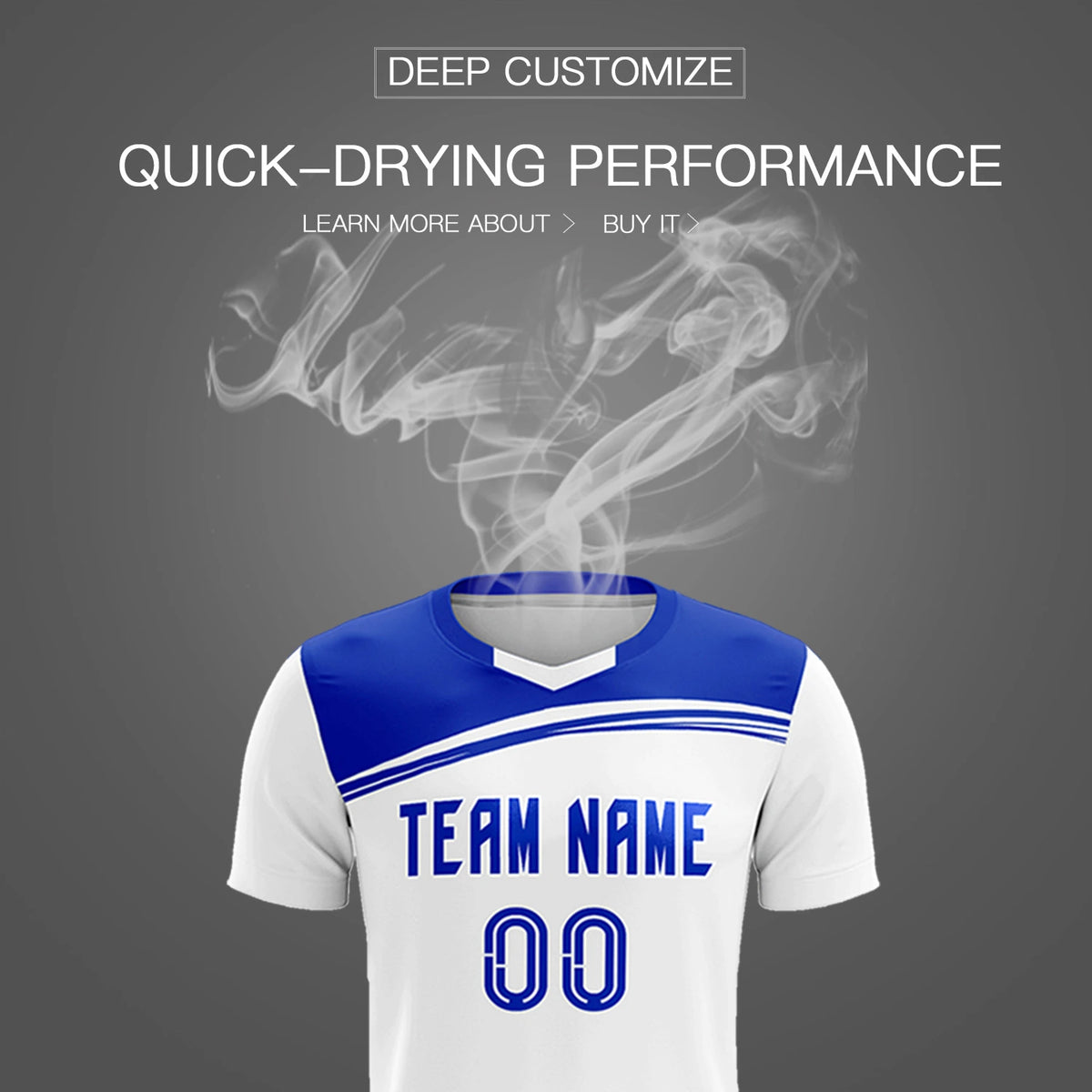Custom White Royal Blue Personalized Men Soccer Sets Jersey