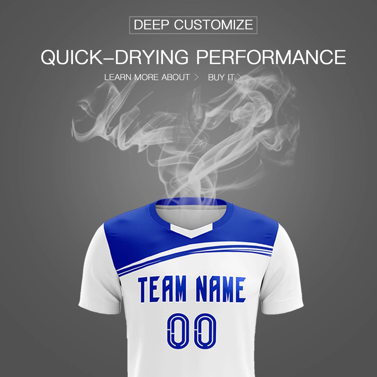 Custom White Royal Blue Personalized Men Soccer Sets Jersey