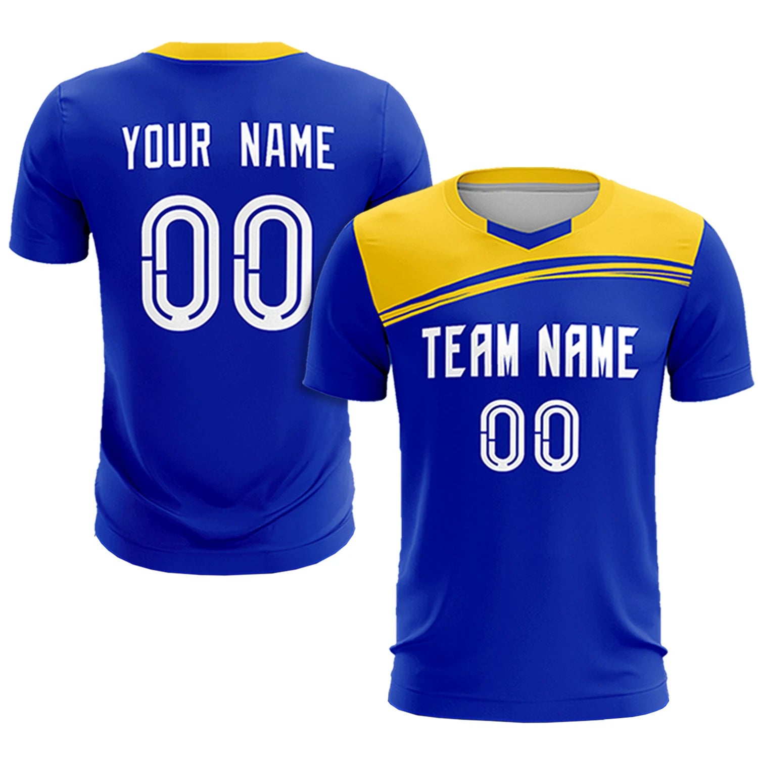 Custom Royal Blue Gold01 Personalized Men Soccer Sets Jersey