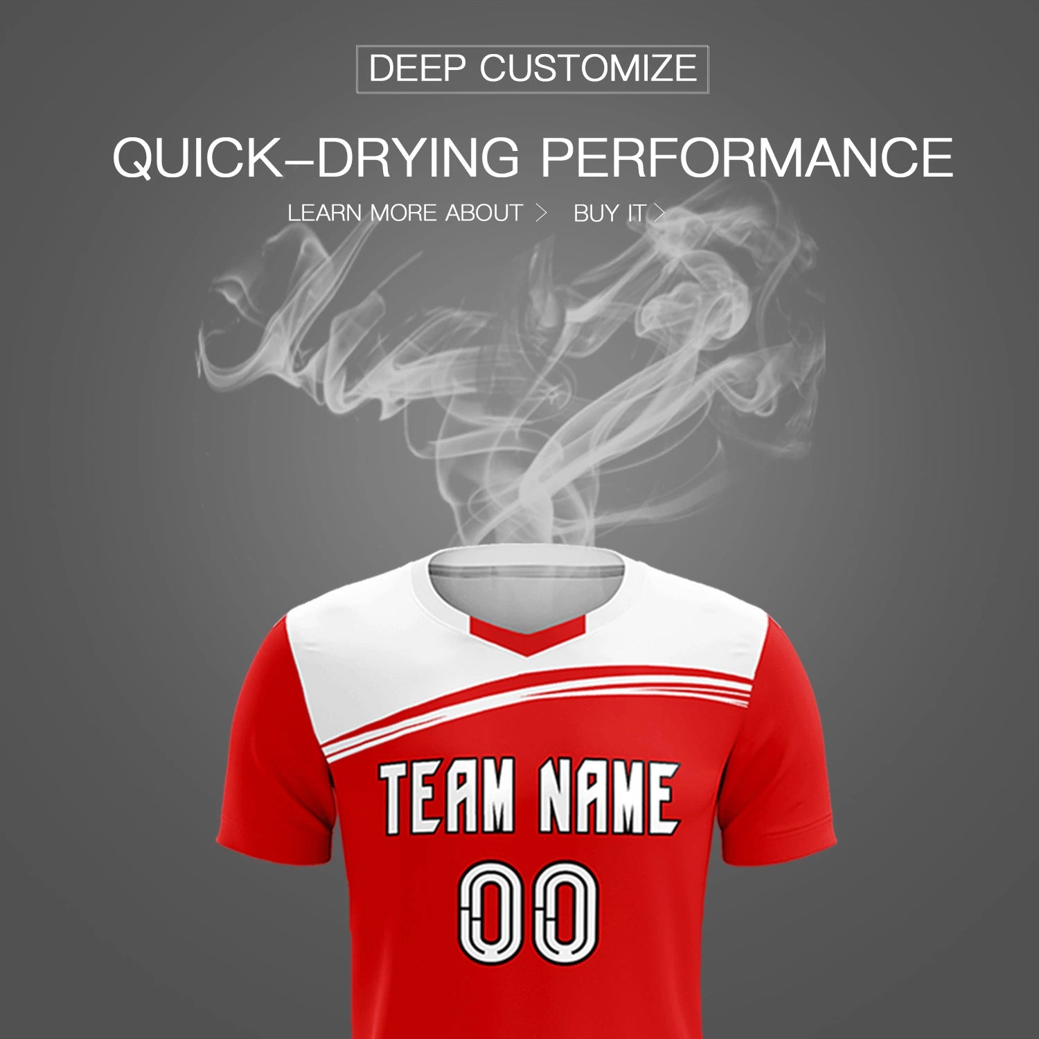 Custom Red White Personalized Men Soccer Sets Jersey