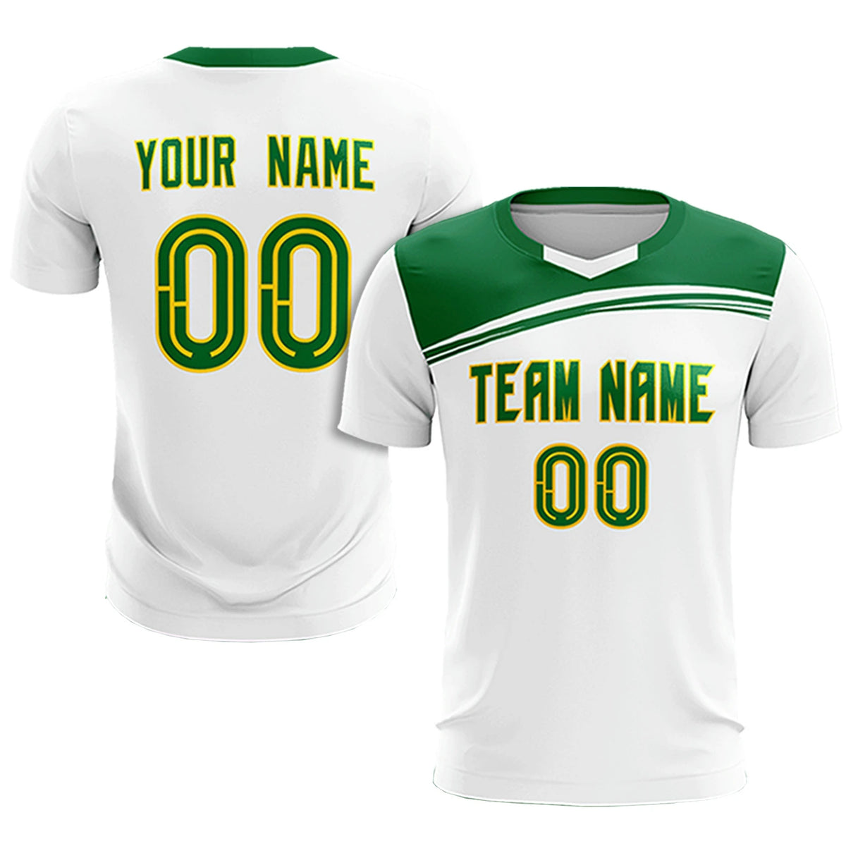 Custom White Kelly Green Personalized Men Soccer Sets Jersey