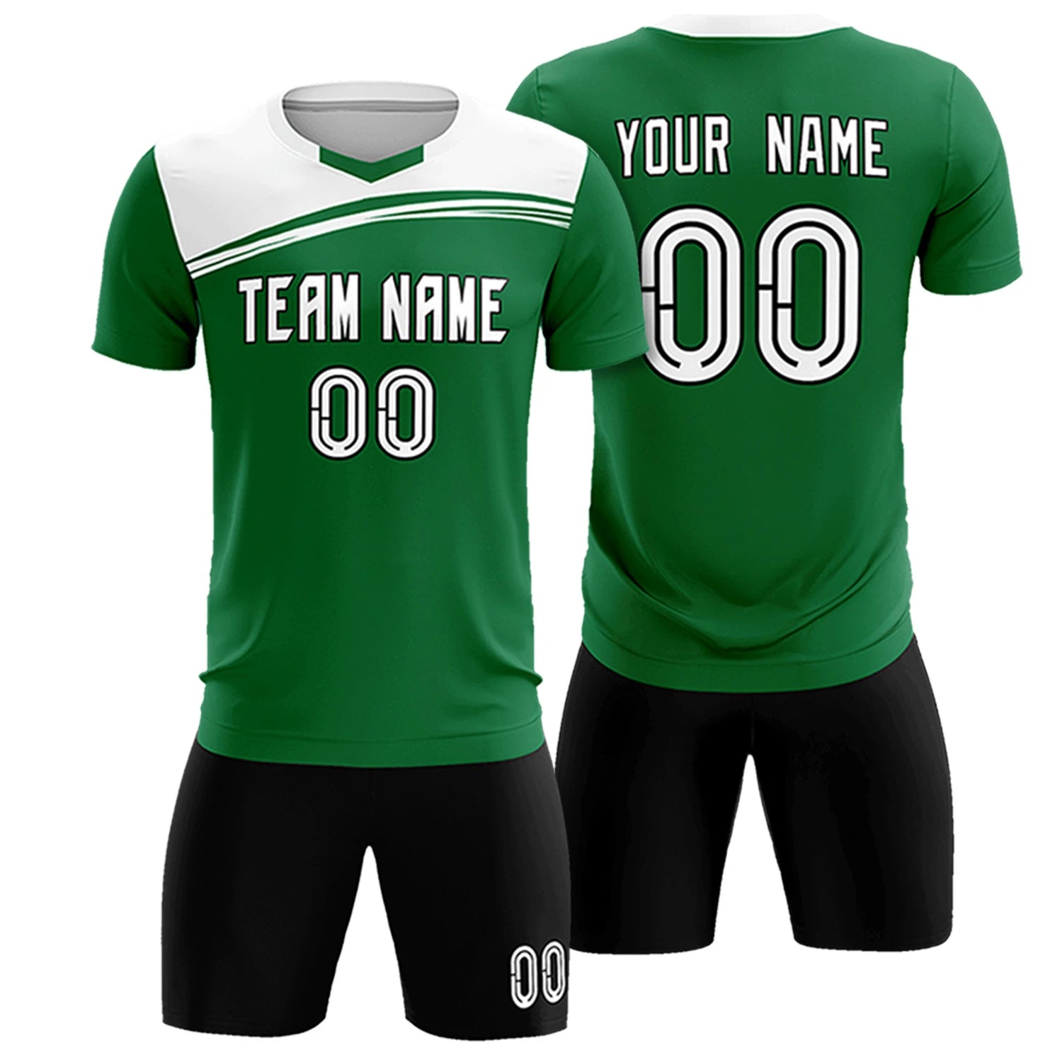Custom Kelly Green White Personalized Men Soccer Sets Jersey