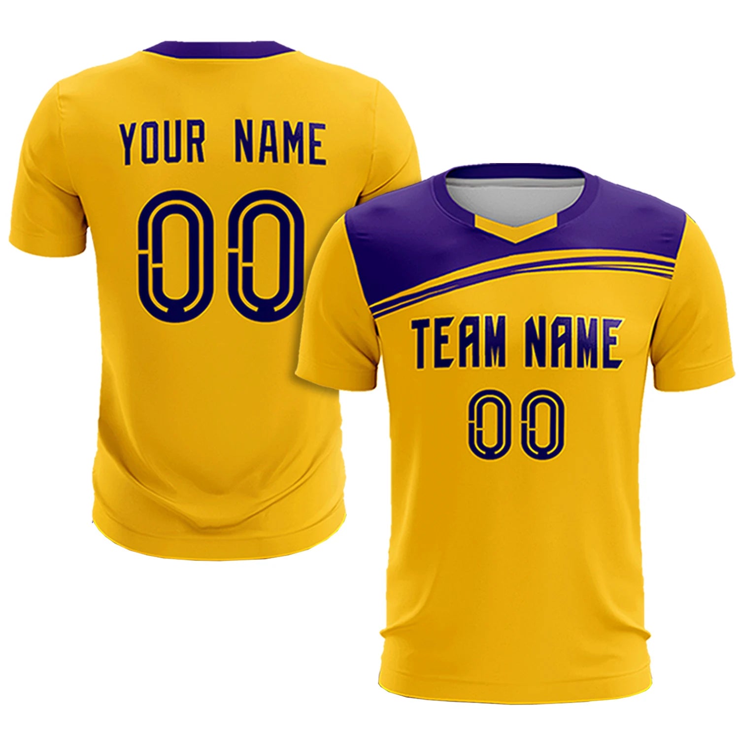 Custom Yellow Purple Personalized Men Soccer Sets Jersey