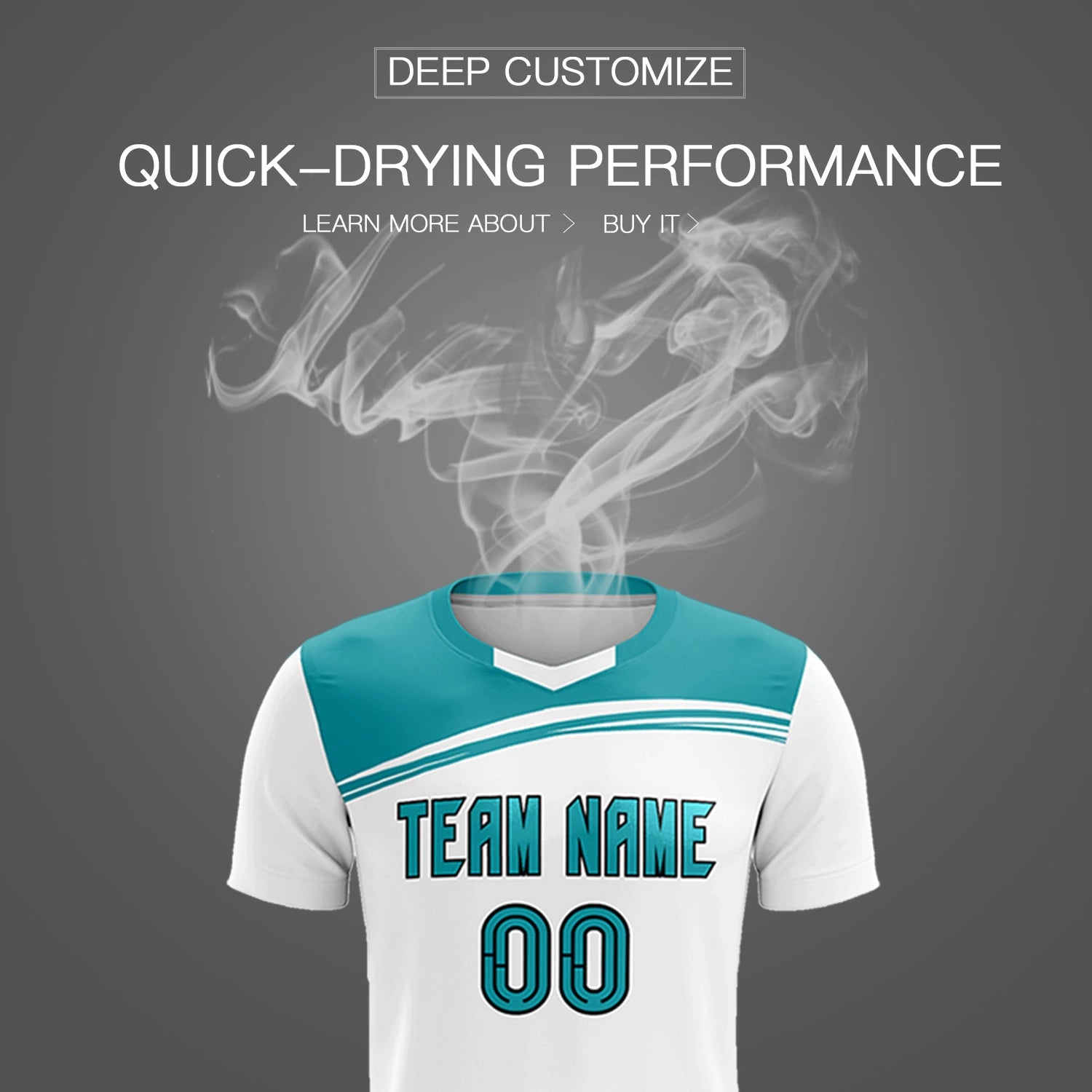 Custom White Aqua Personalized Men Soccer Sets Jersey