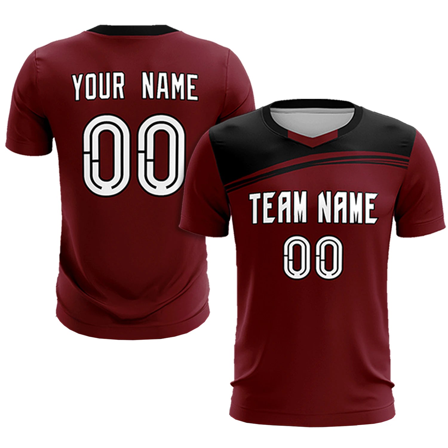 Custom Crimson Black Personalized Men Soccer Sets Jersey