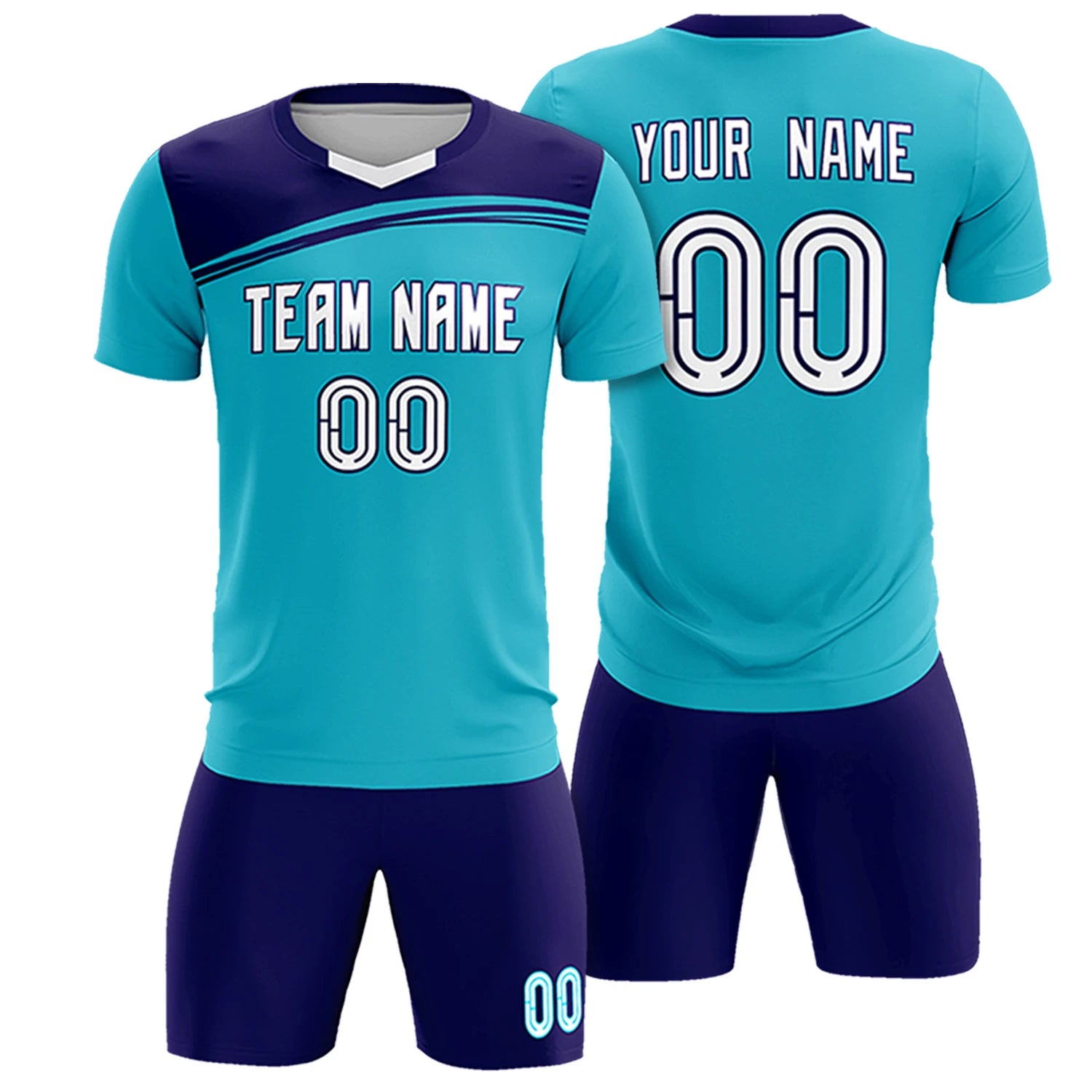 Custom Sky Blue Purple White Personalized Men Soccer Sets Jersey