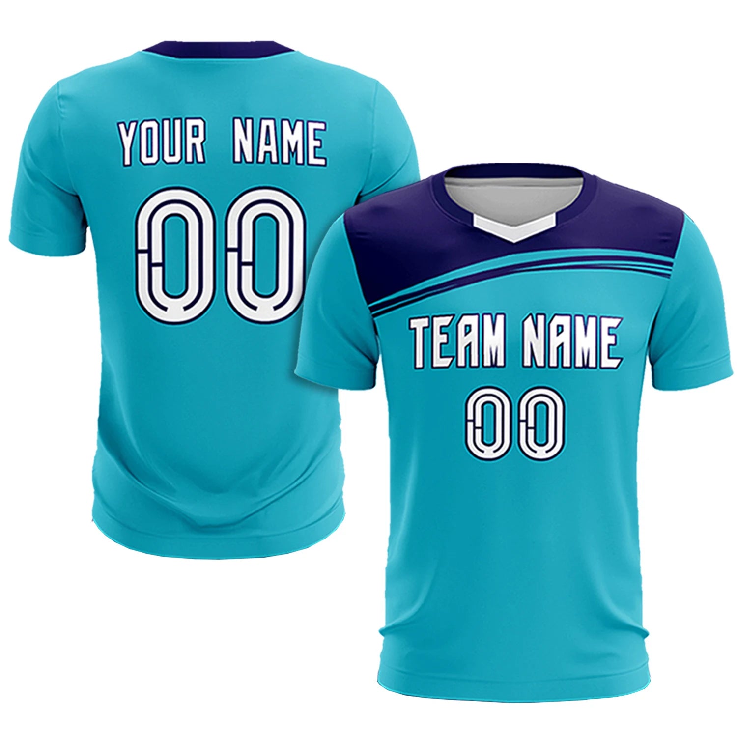 Custom Sky Blue Purple White Personalized Men Soccer Sets Jersey