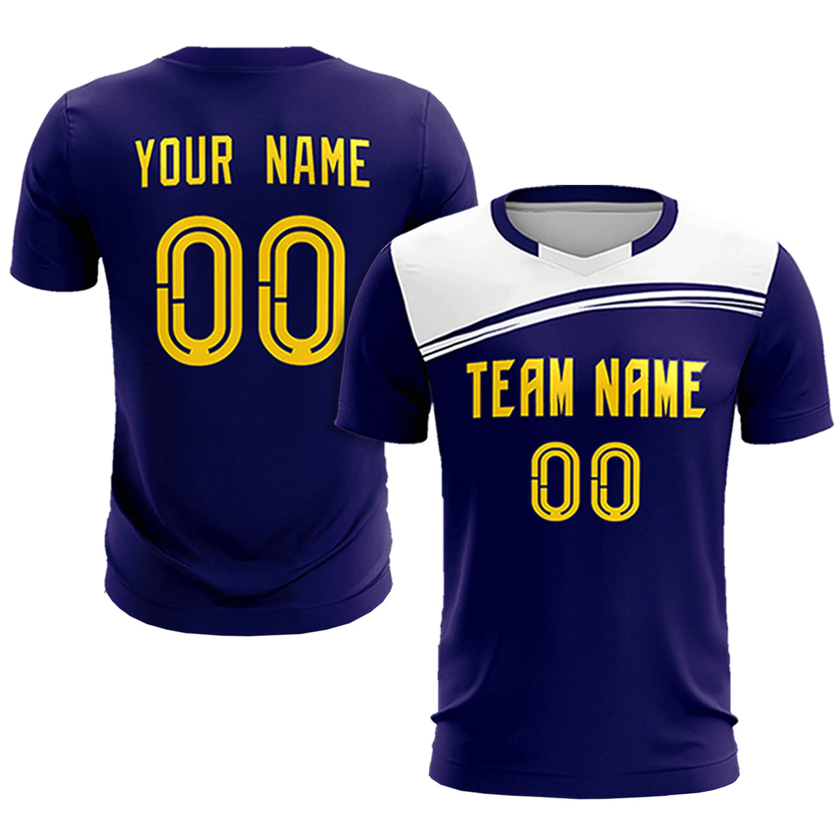 Custom Purple White White Personalized Men Soccer Sets Jersey