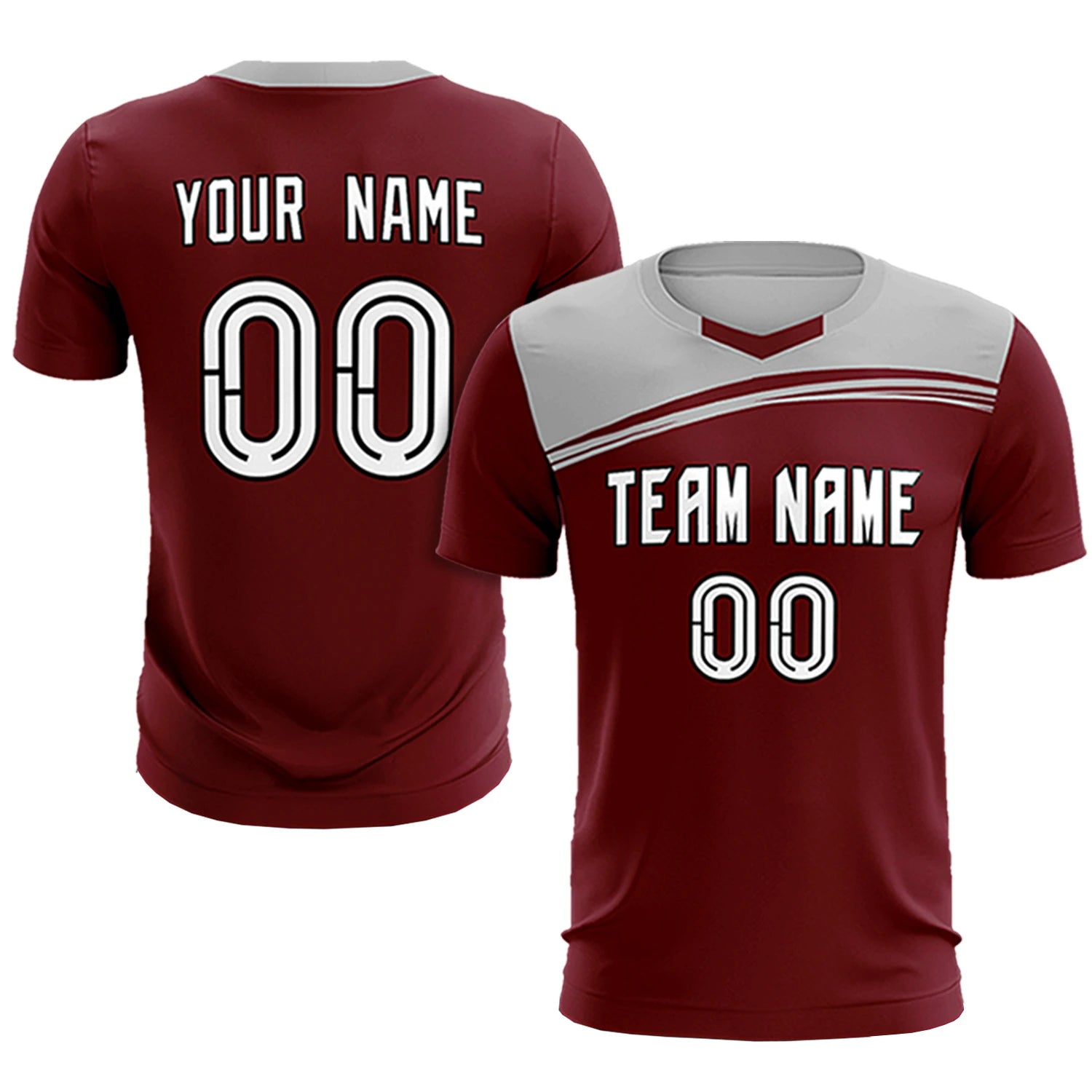 Custom Crimson Gray Personalized Men Soccer Sets Jersey