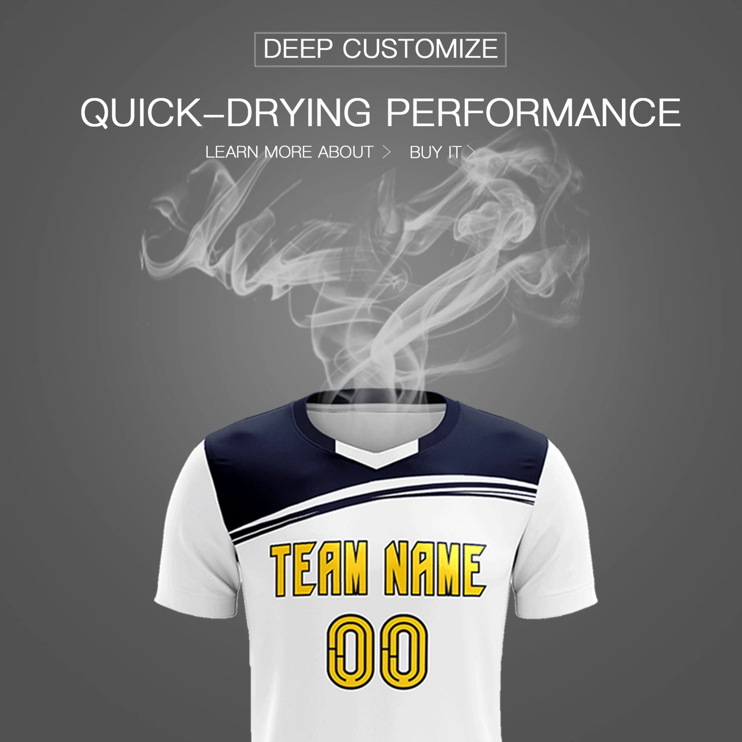 Custom White Navy Personalized Men Soccer Sets Jersey