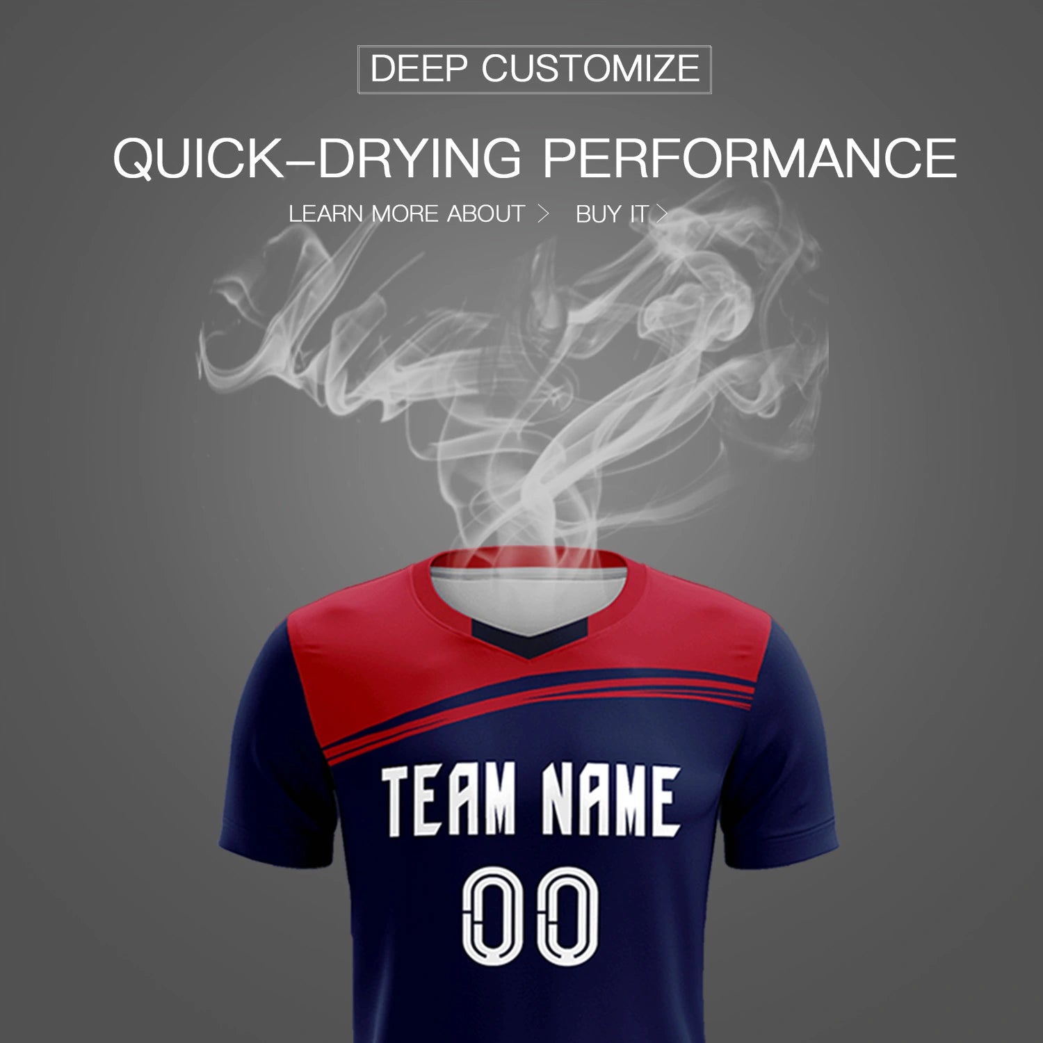 Custom Navy Red Personalized Men Soccer Sets Jersey