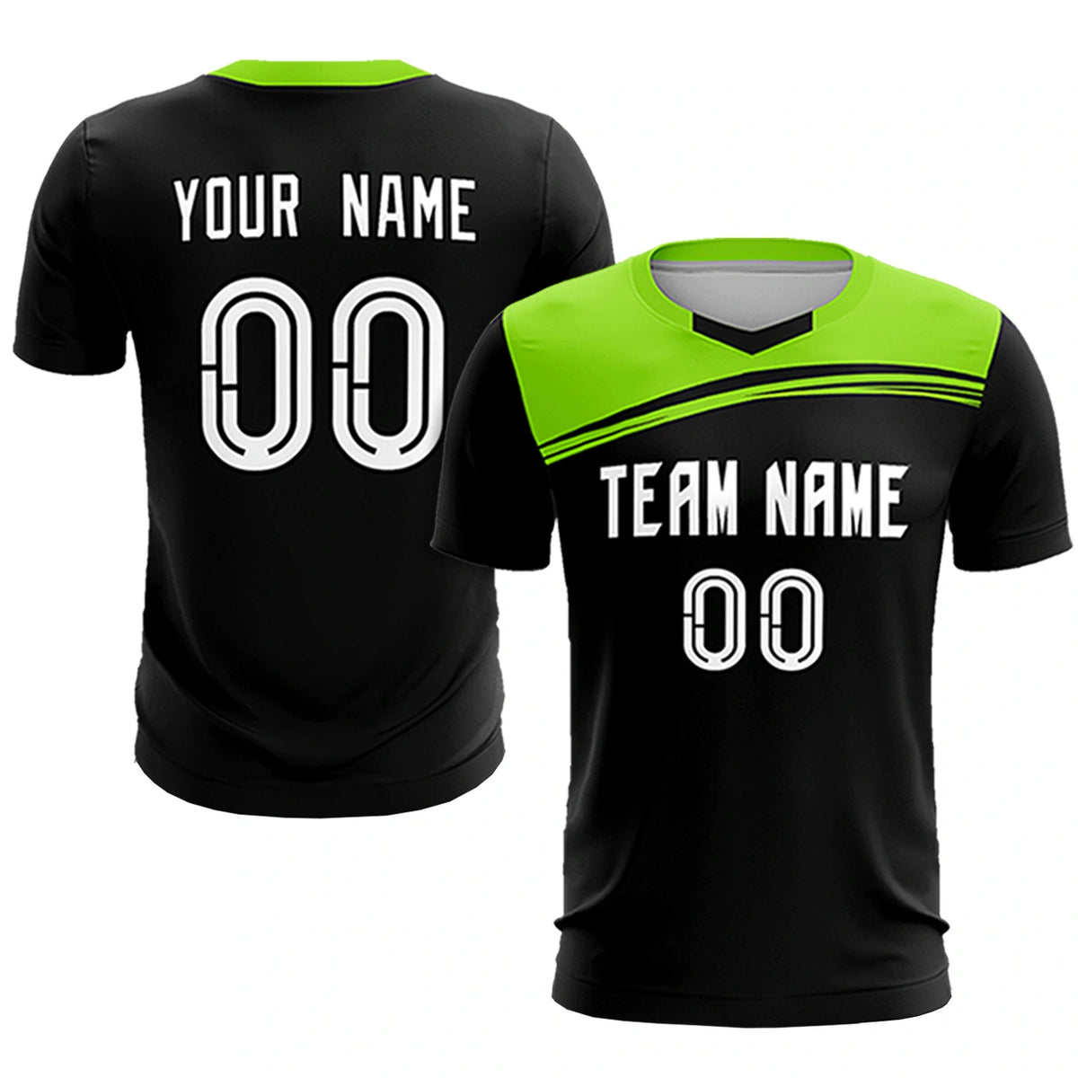 Custom Navy Neon Green Personalized Men Soccer Sets Jersey
