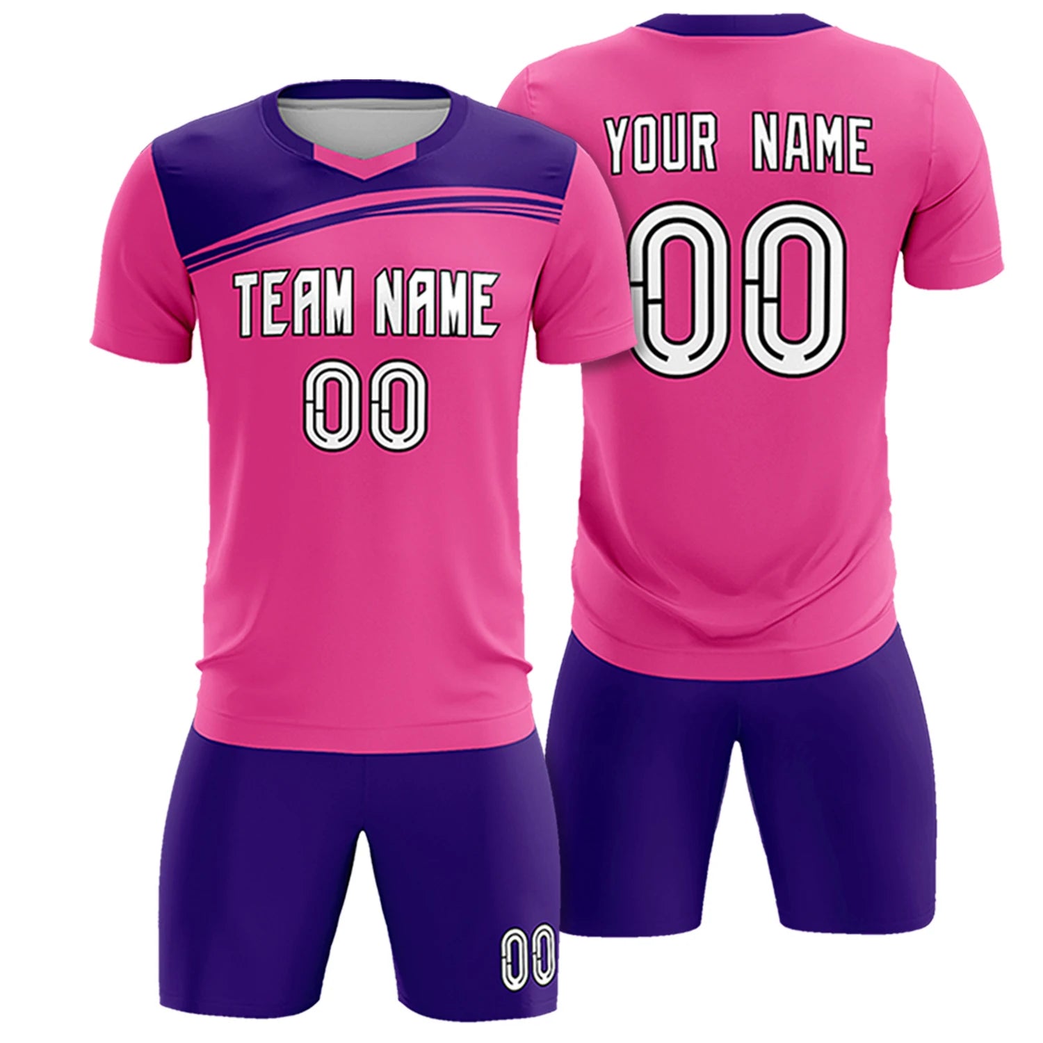 Custom Pink Purple Personalized Men Soccer Sets Jersey