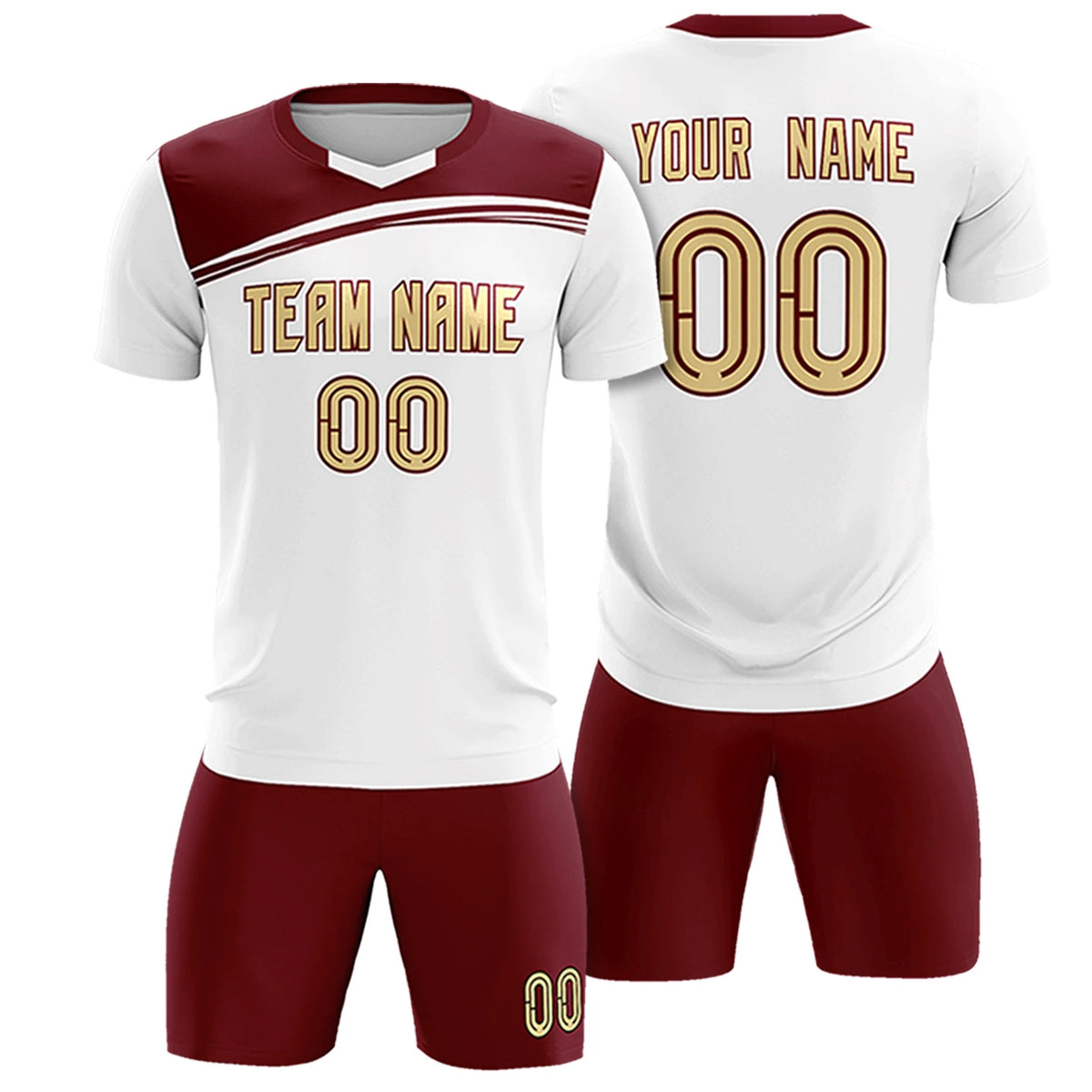 Custom White Crimson Personalized Men Soccer Sets Jersey