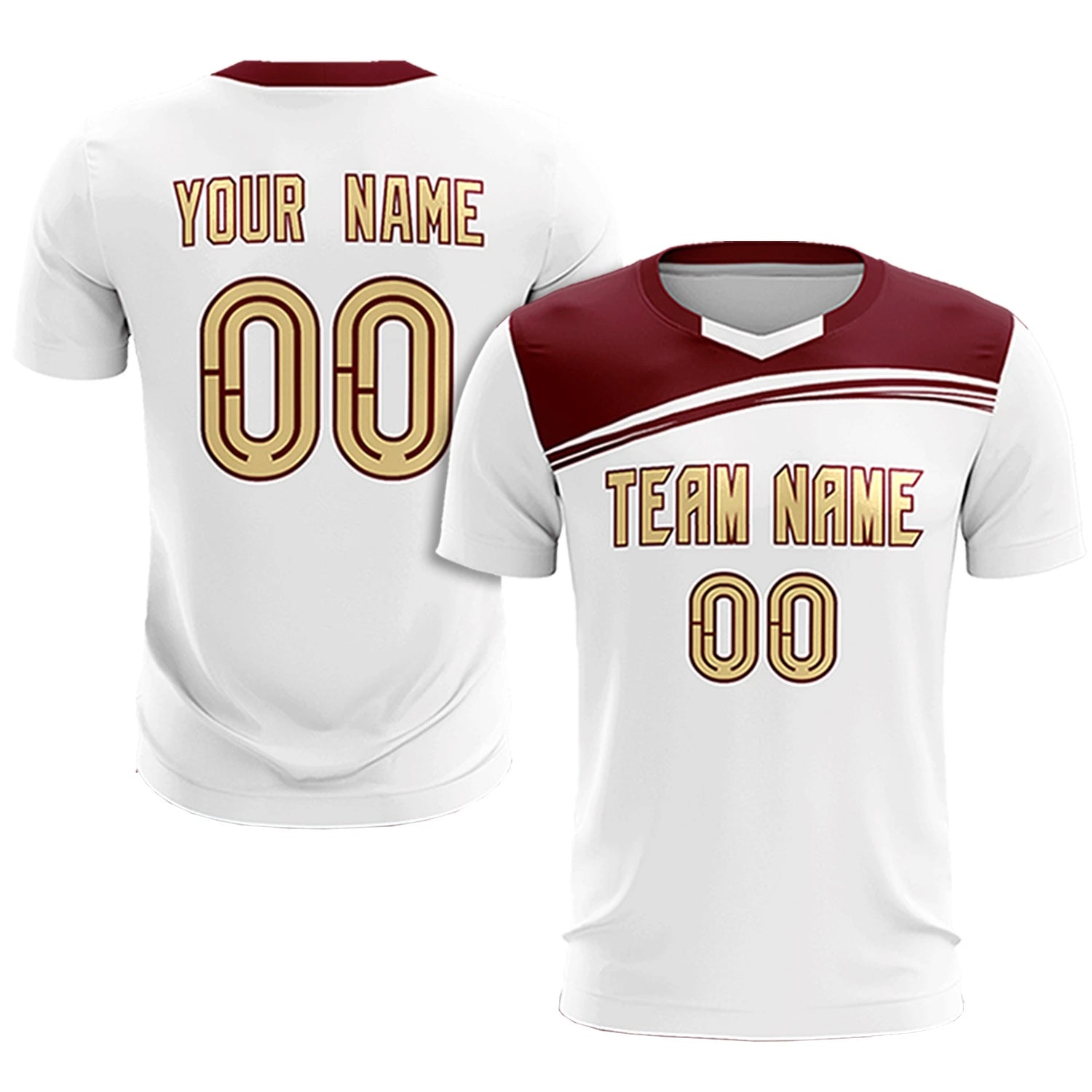 Custom White Crimson Personalized Men Soccer Sets Jersey