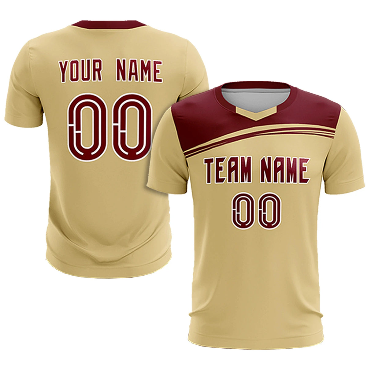 Custom Khaki Crimson Personalized Men Soccer Sets Jersey