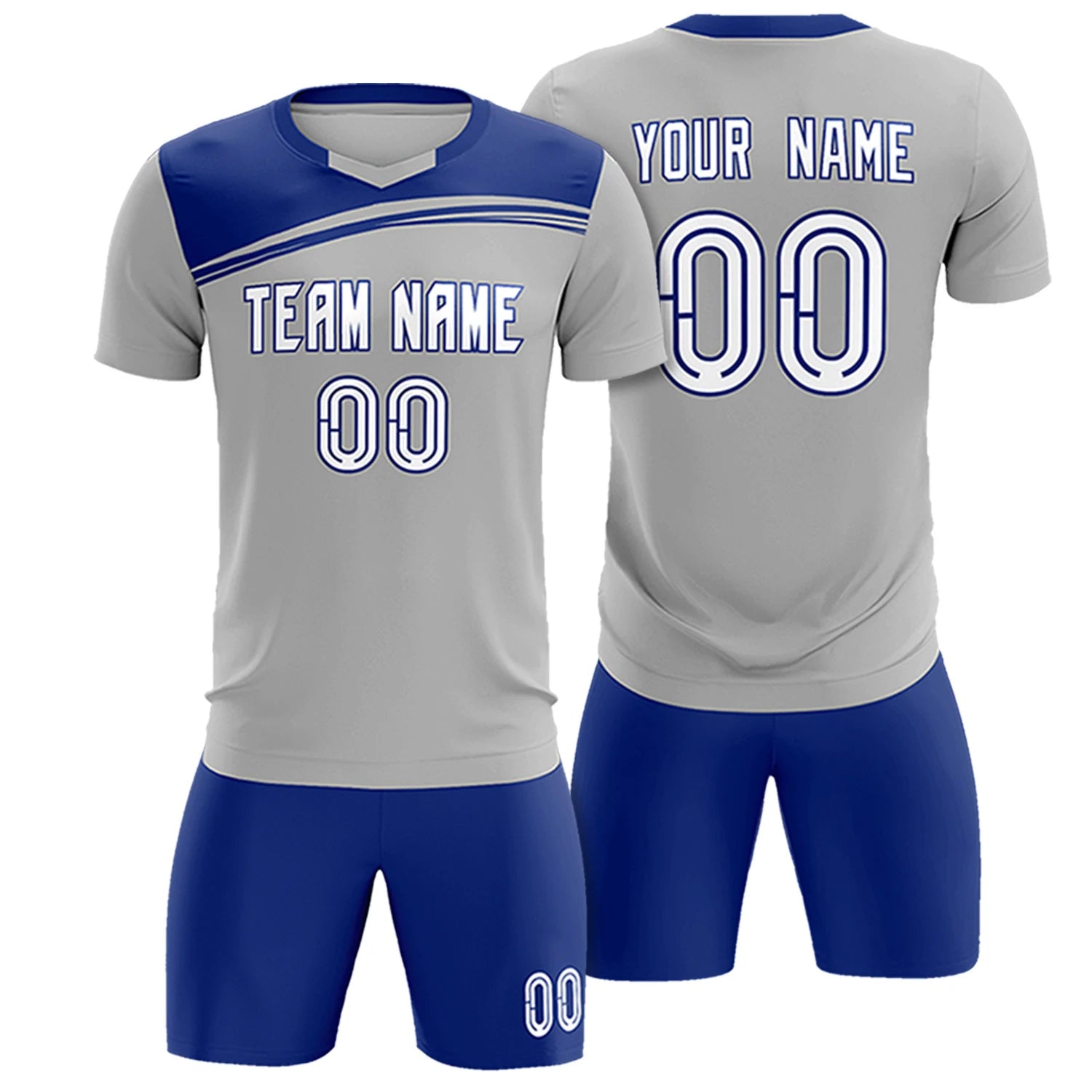 Custom Gray Sky Blue Personalized Men Soccer Sets Jersey
