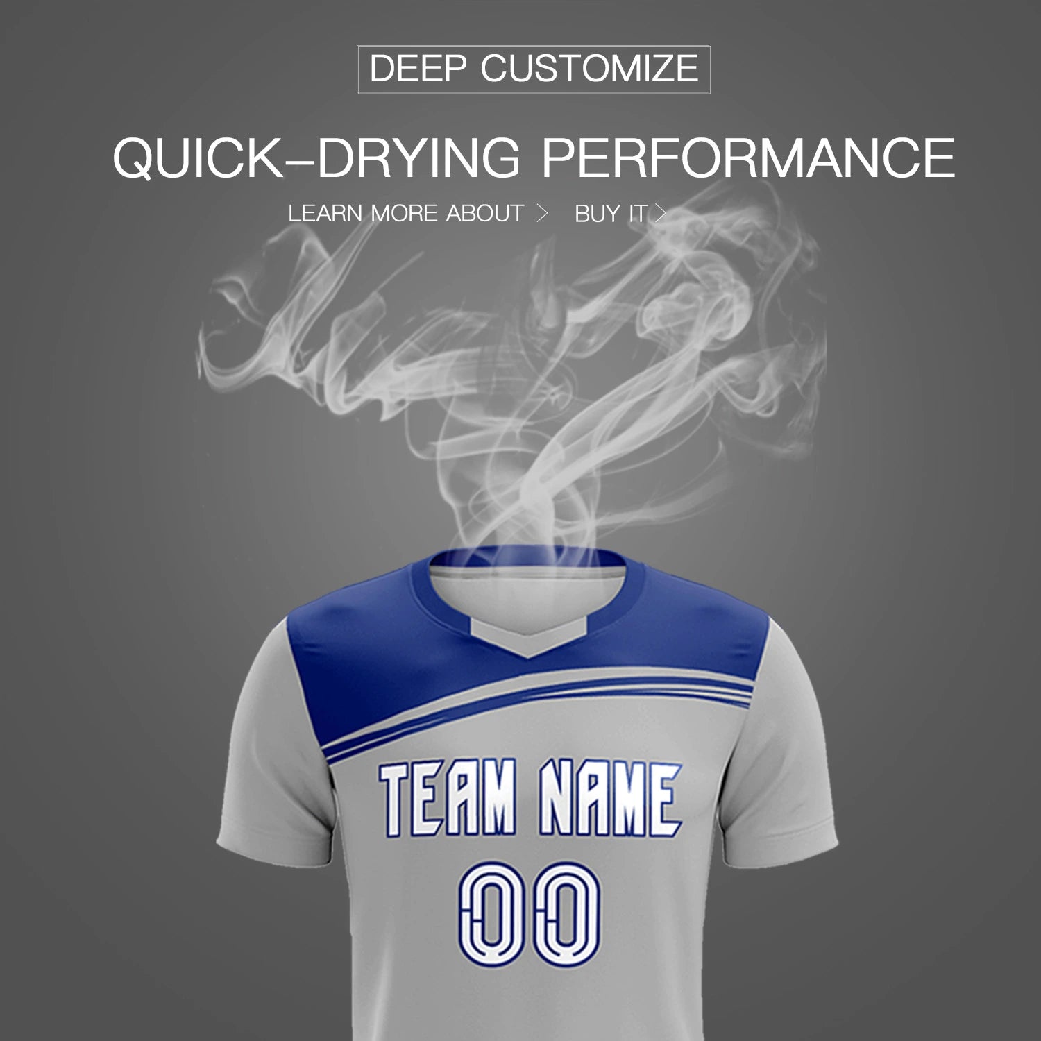 Custom Gray Sky Blue Personalized Men Soccer Sets Jersey