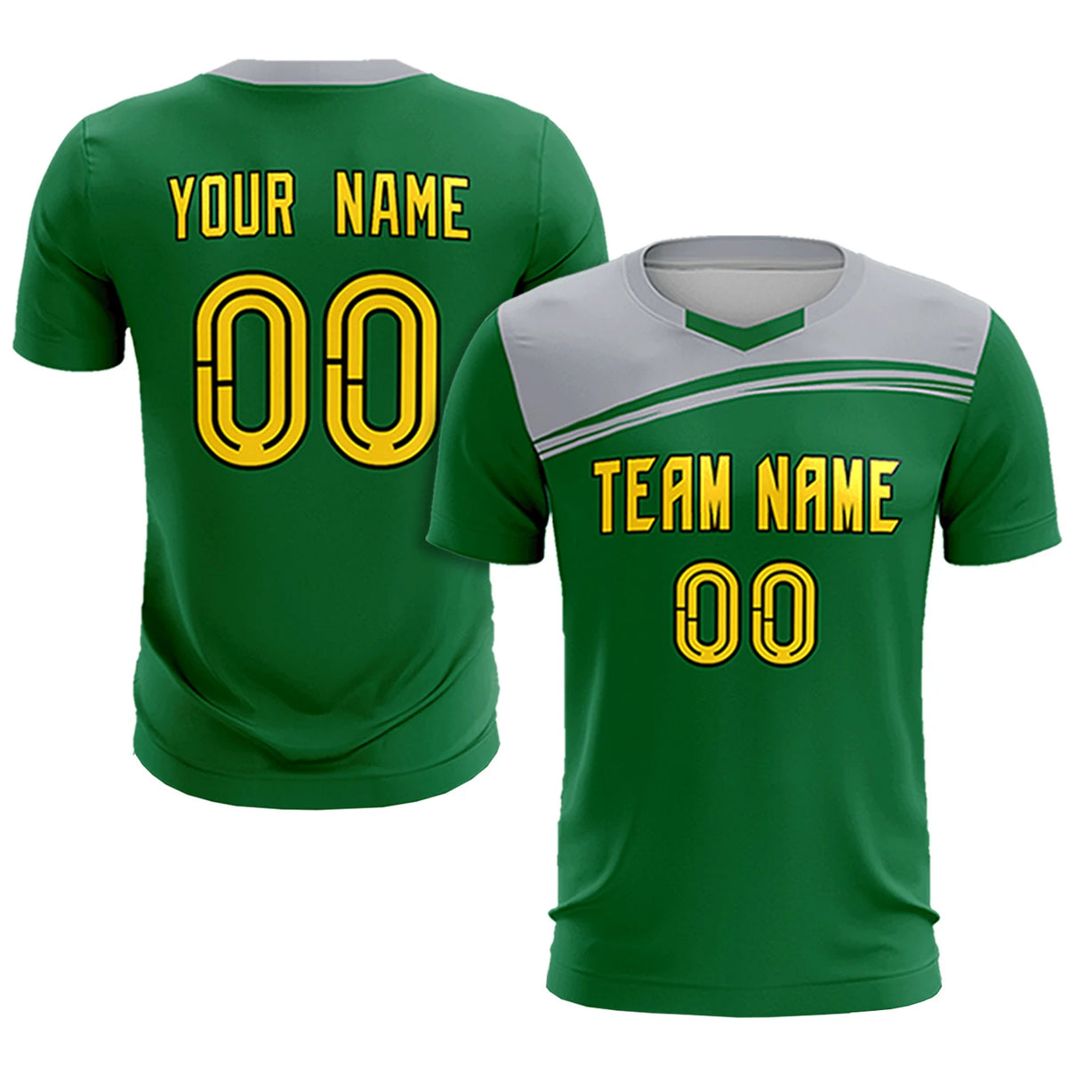 Custom Kelly Green Gray Personalized Men Soccer Sets Jersey