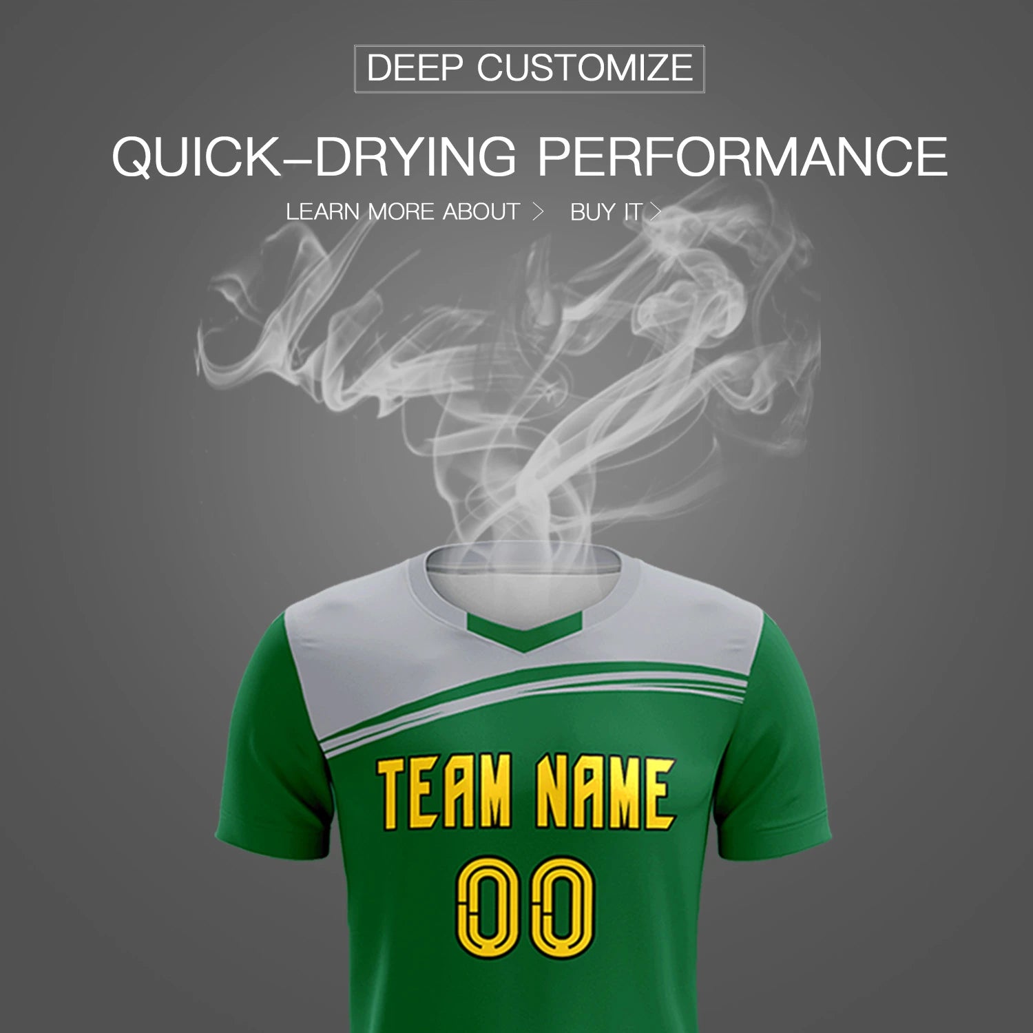 Custom Kelly Green Gray Personalized Men Soccer Sets Jersey