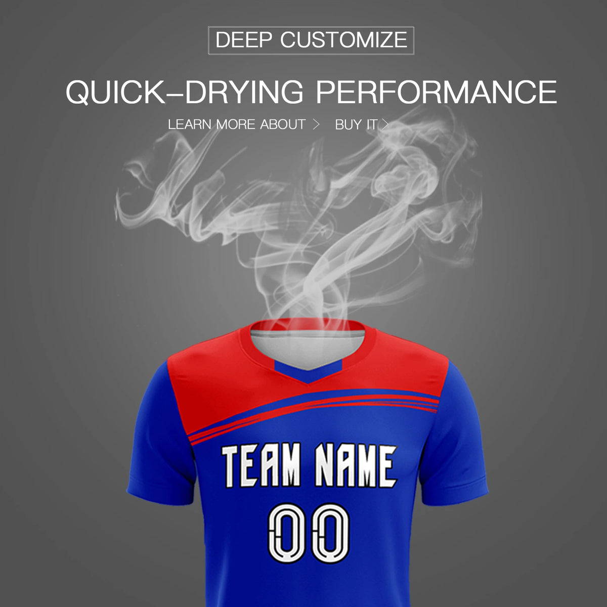 Custom Royal Blue Red Personalized Men Soccer Sets Jersey