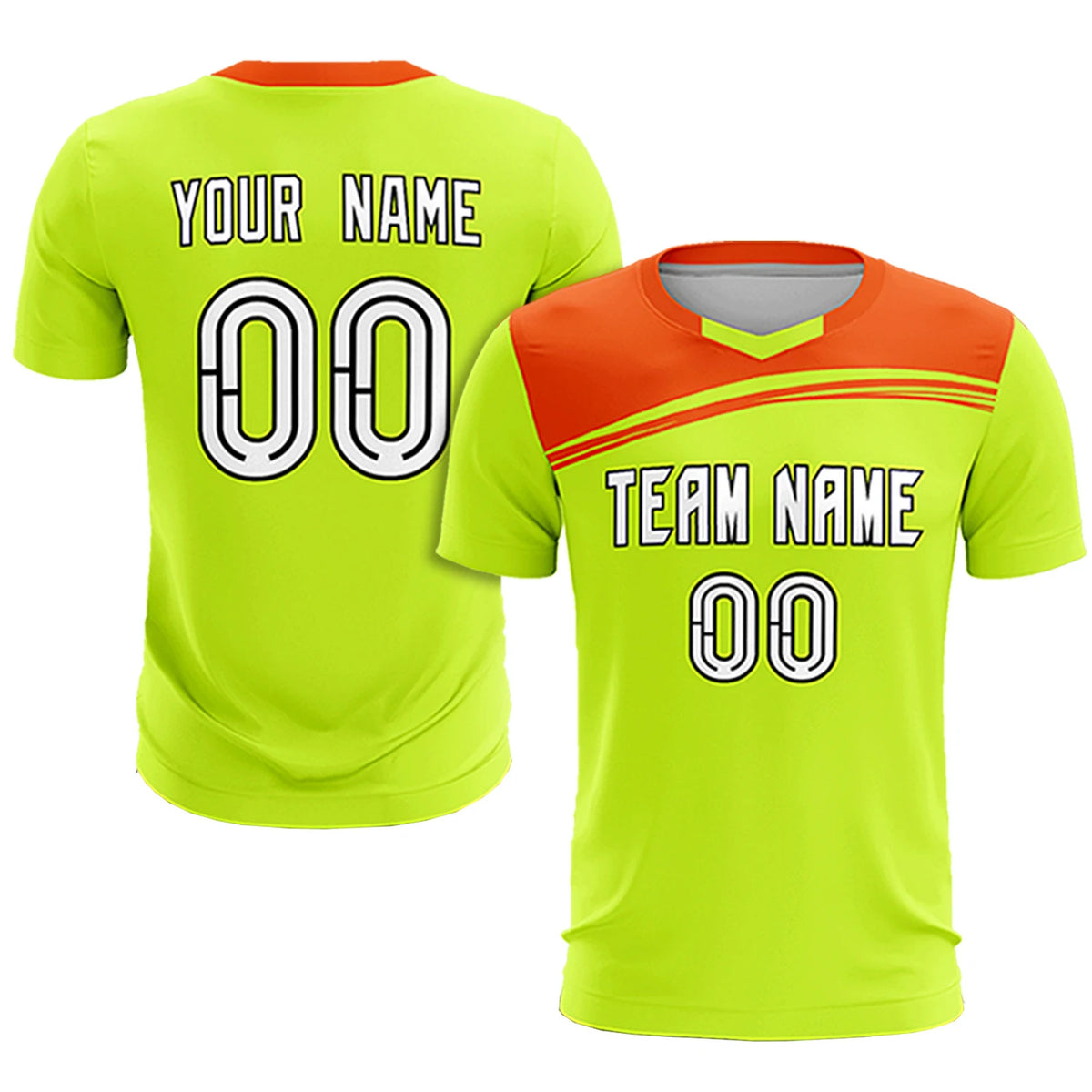 Custom Neon Green Orange Personalized Men Soccer Sets Jersey