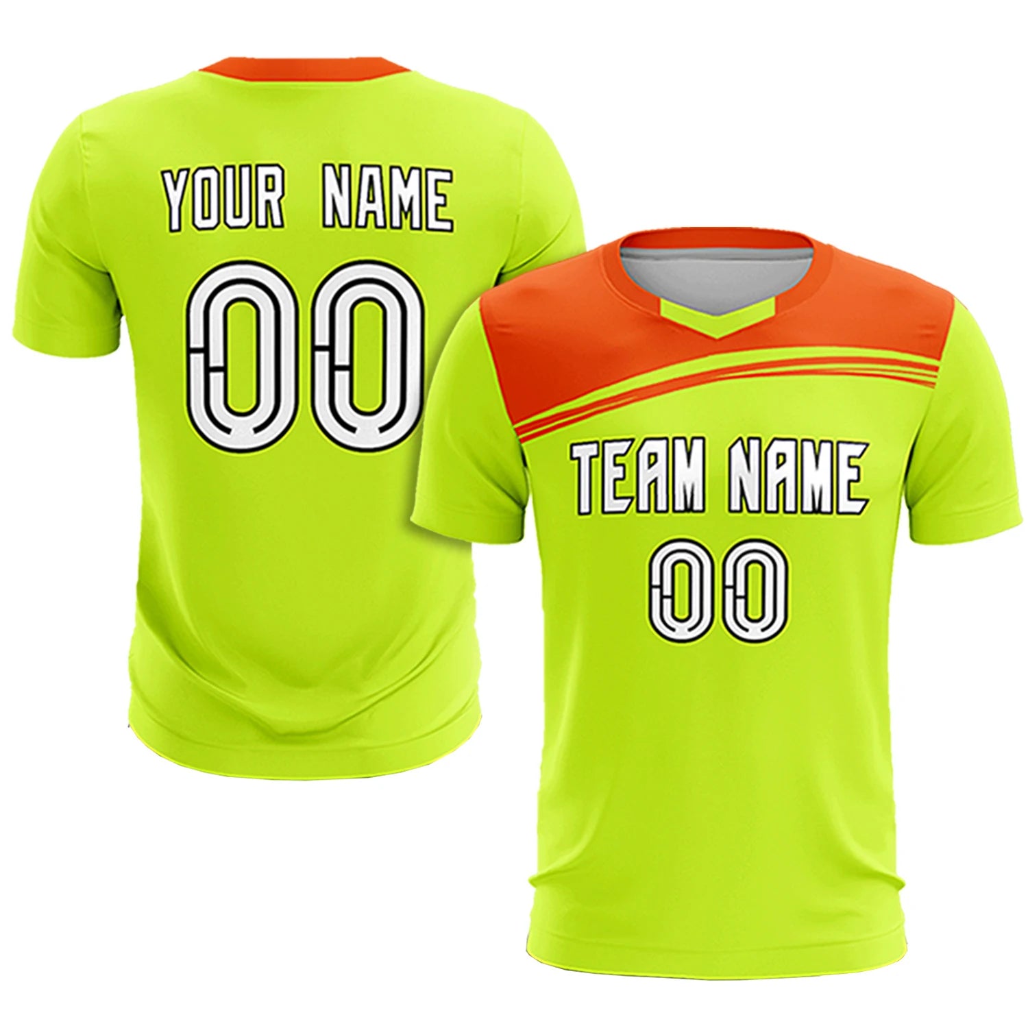 Custom Neon Green Orange Personalized Men Soccer Sets Jersey