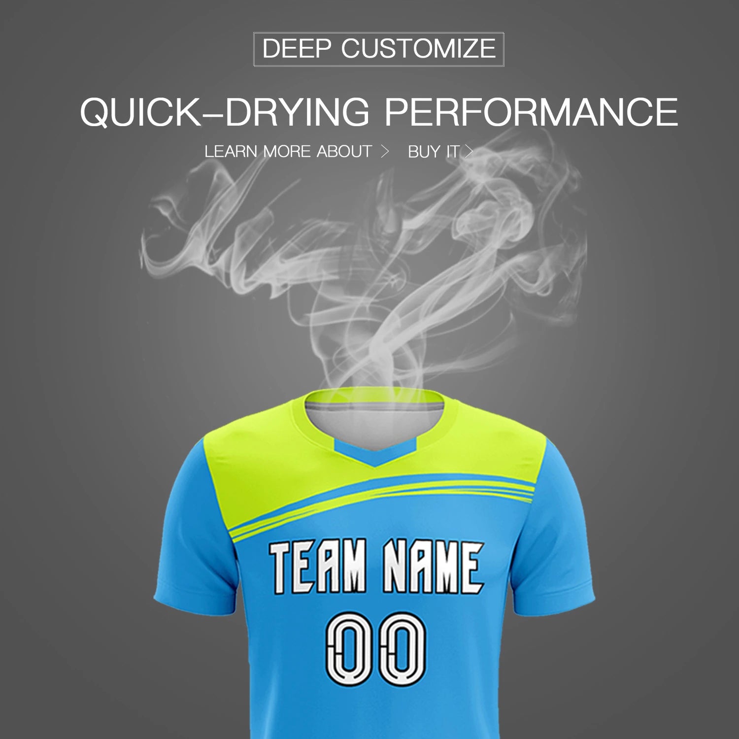 Custom Powder Blue Neon Green Personalized Men Soccer Sets Jersey