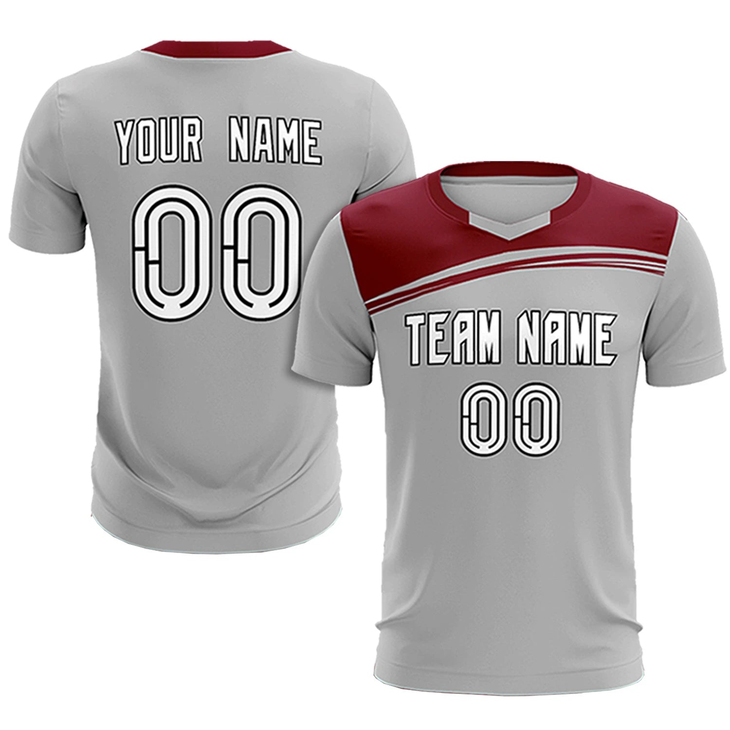 Custom Gray Crimson Personalized Men Soccer Sets Jersey