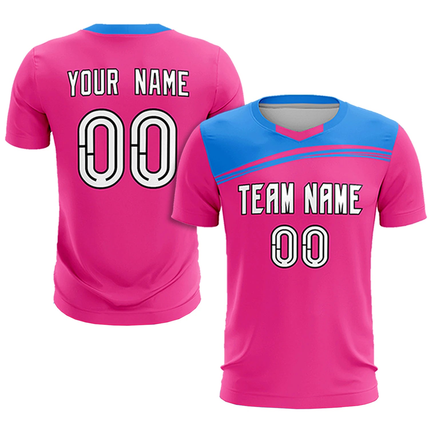 Custom Pink Powder Blue Personalized Men Soccer Sets Jersey