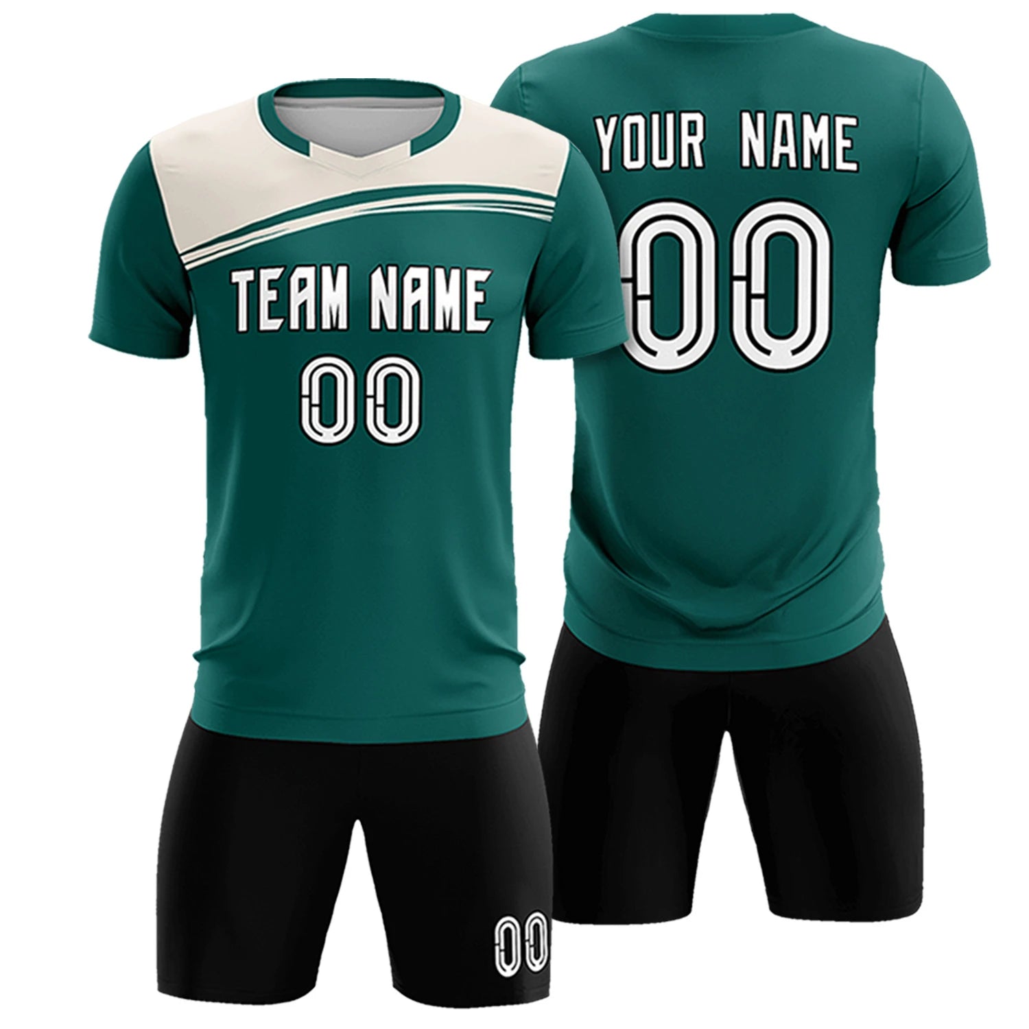 Custom Aqua Cream Personalized Men Soccer Sets Jersey