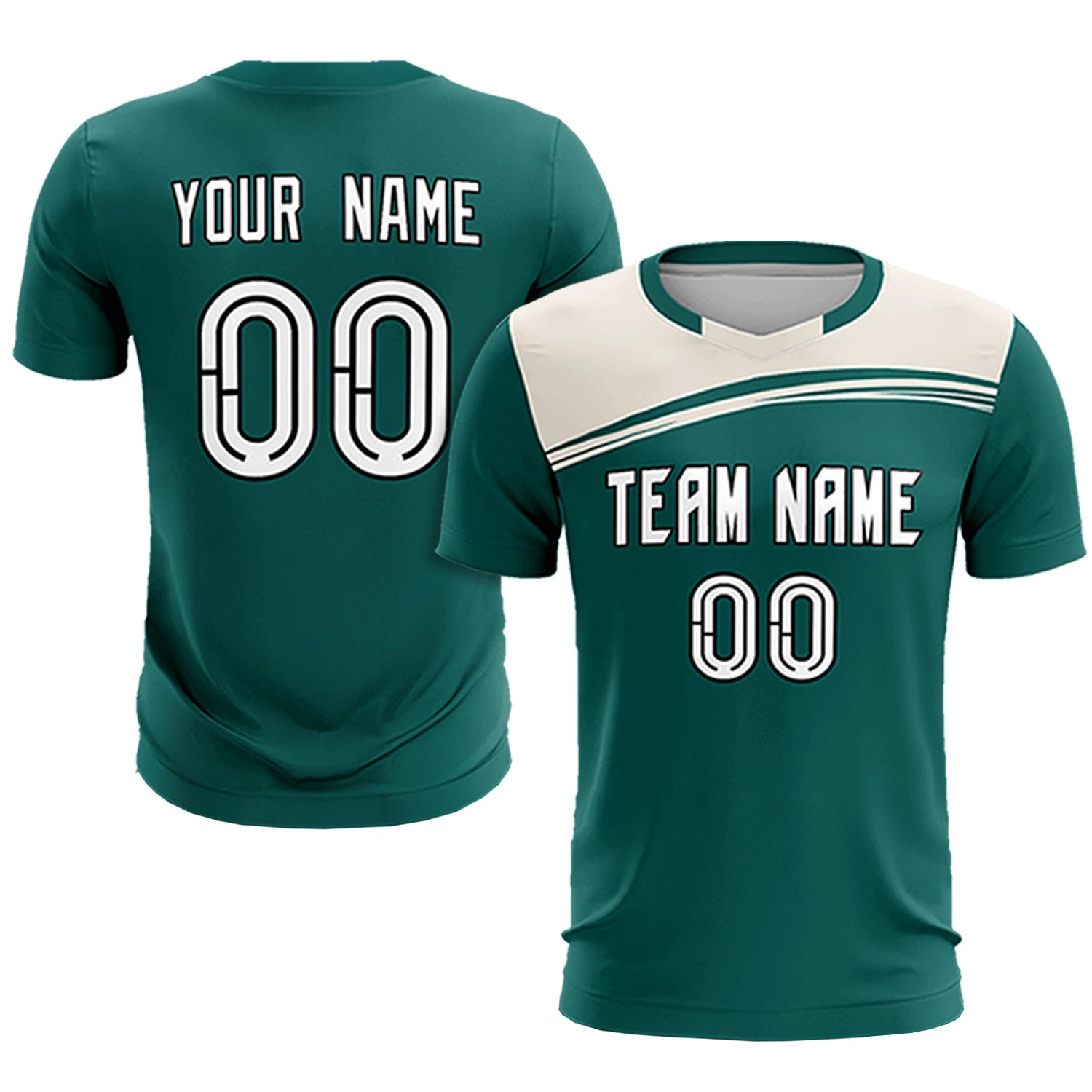 Custom Aqua Cream Personalized Men Soccer Sets Jersey