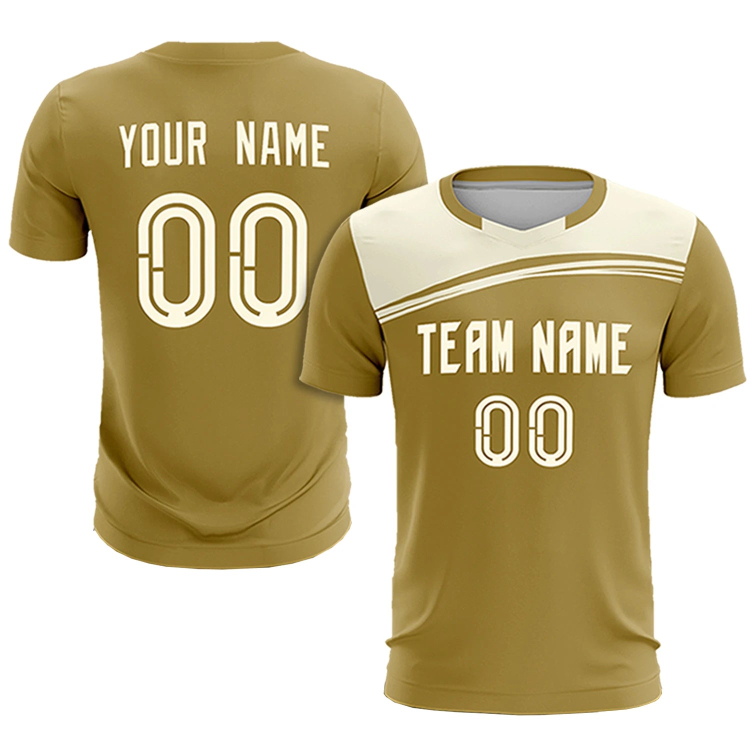 Custom Old Gold Cream Personalized Men Soccer Sets Jersey