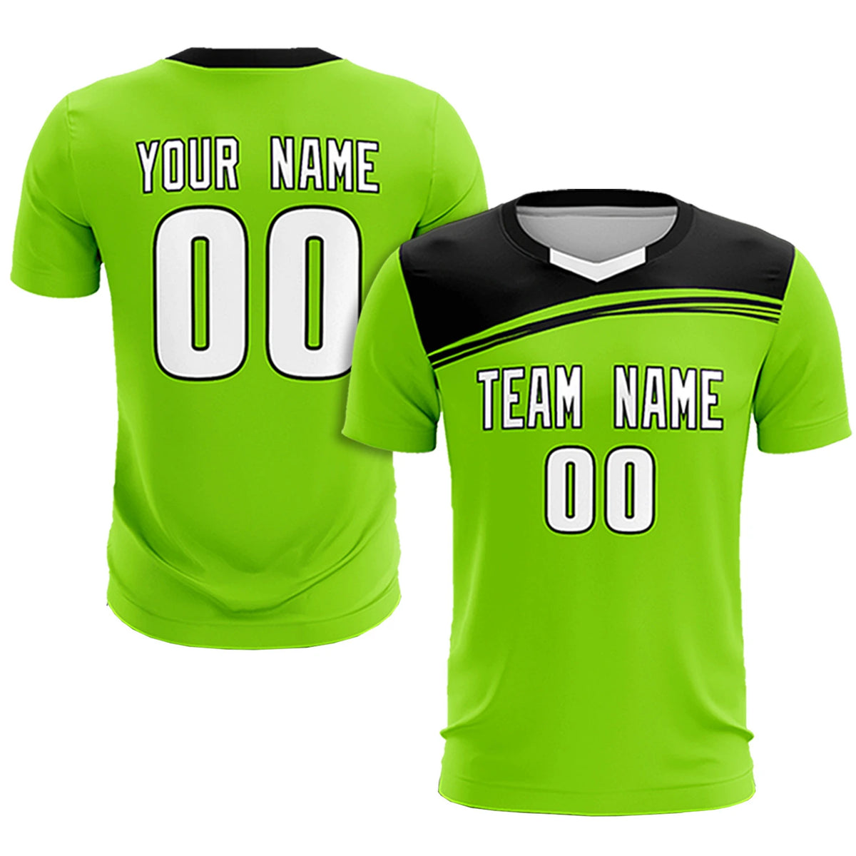 Custom Neon Green Black Personalized Men Soccer Sets Jersey