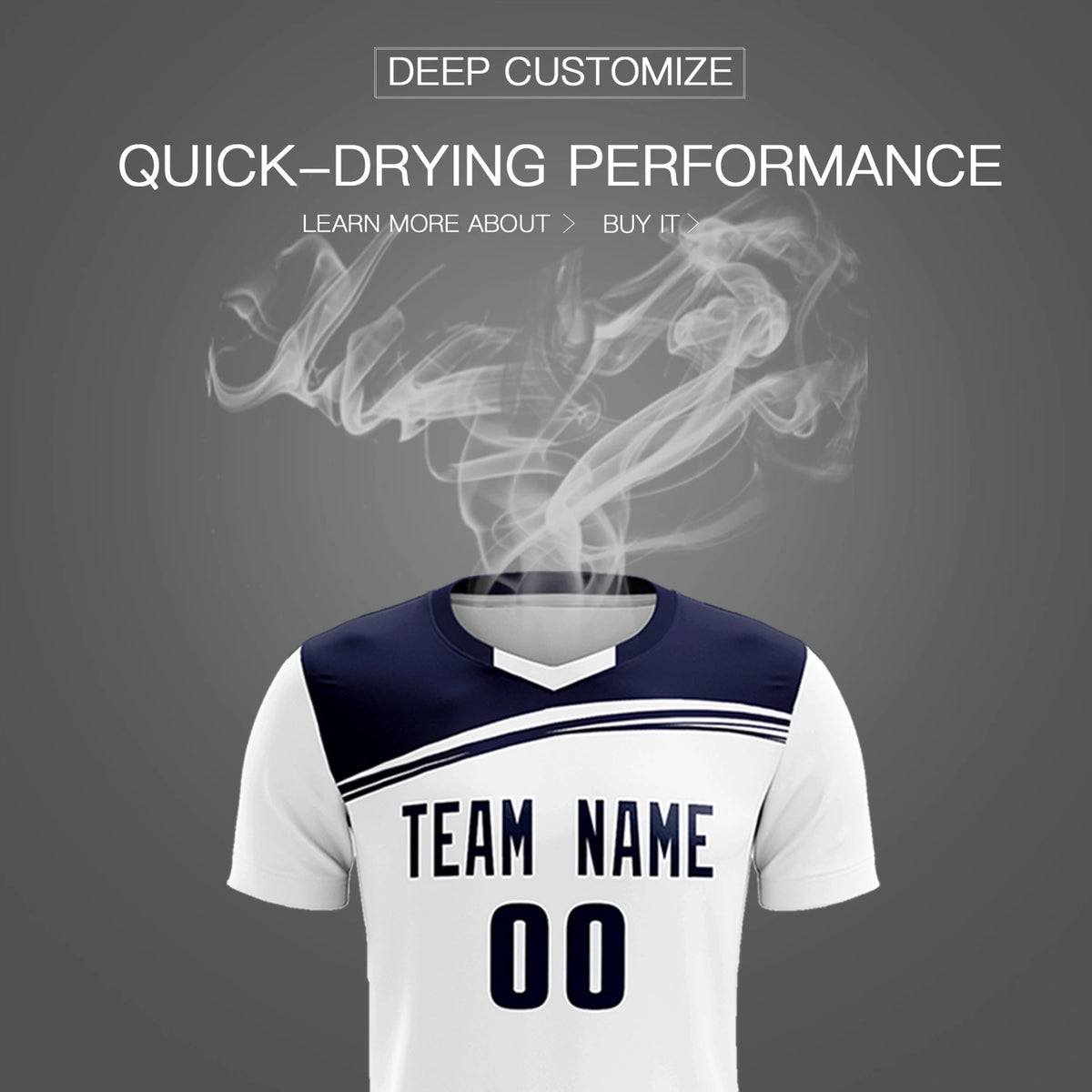 Custom White Navy Personalized Men Soccer Sets Jersey