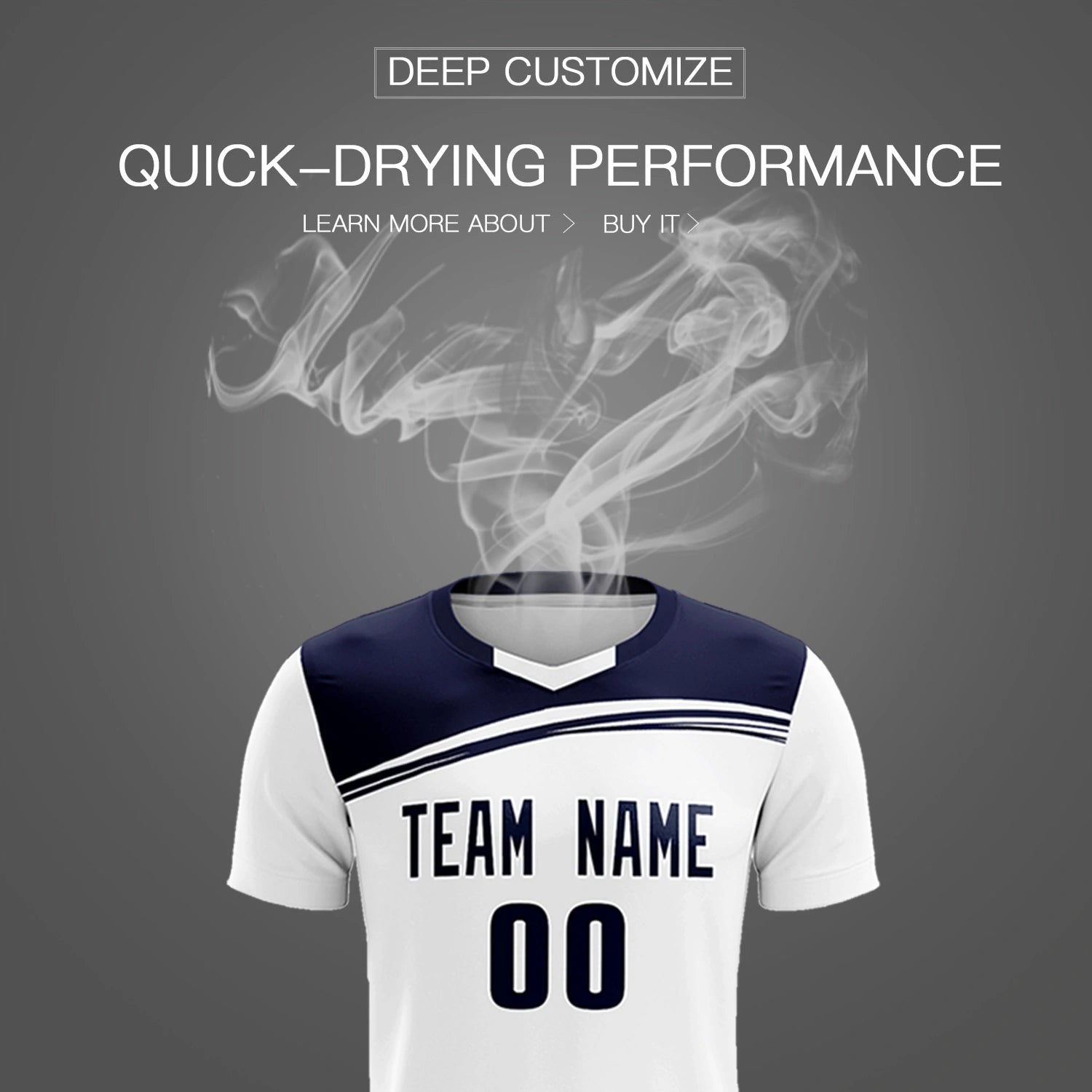 Custom White Navy Personalized Men Soccer Sets Jersey