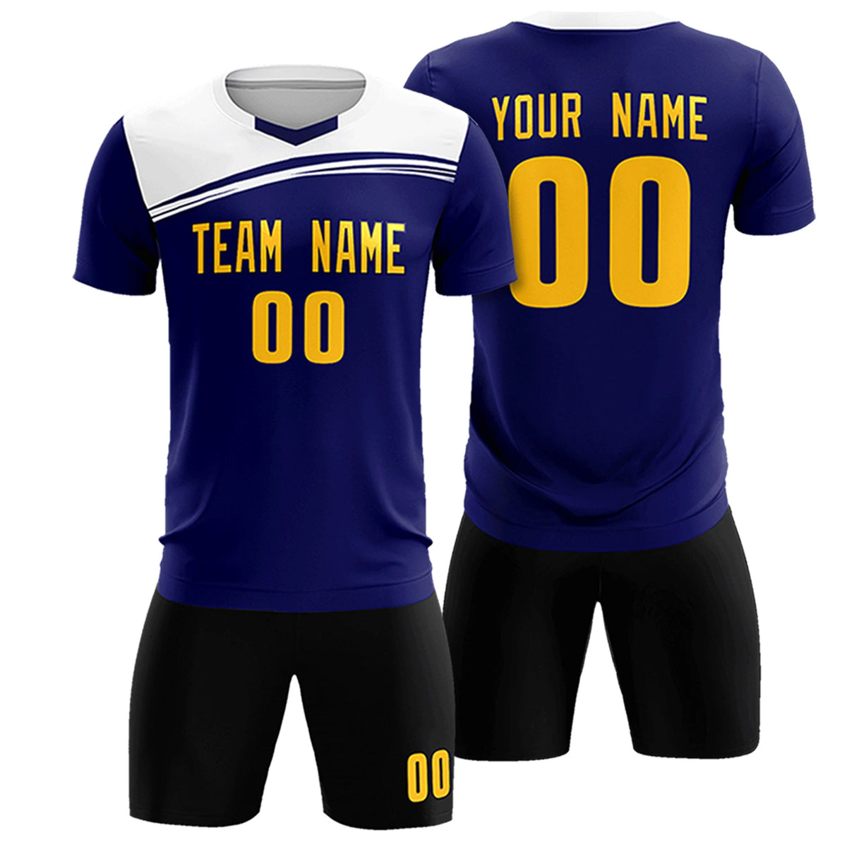 Custom Royal Blue White Personalized Men Soccer Sets Jersey