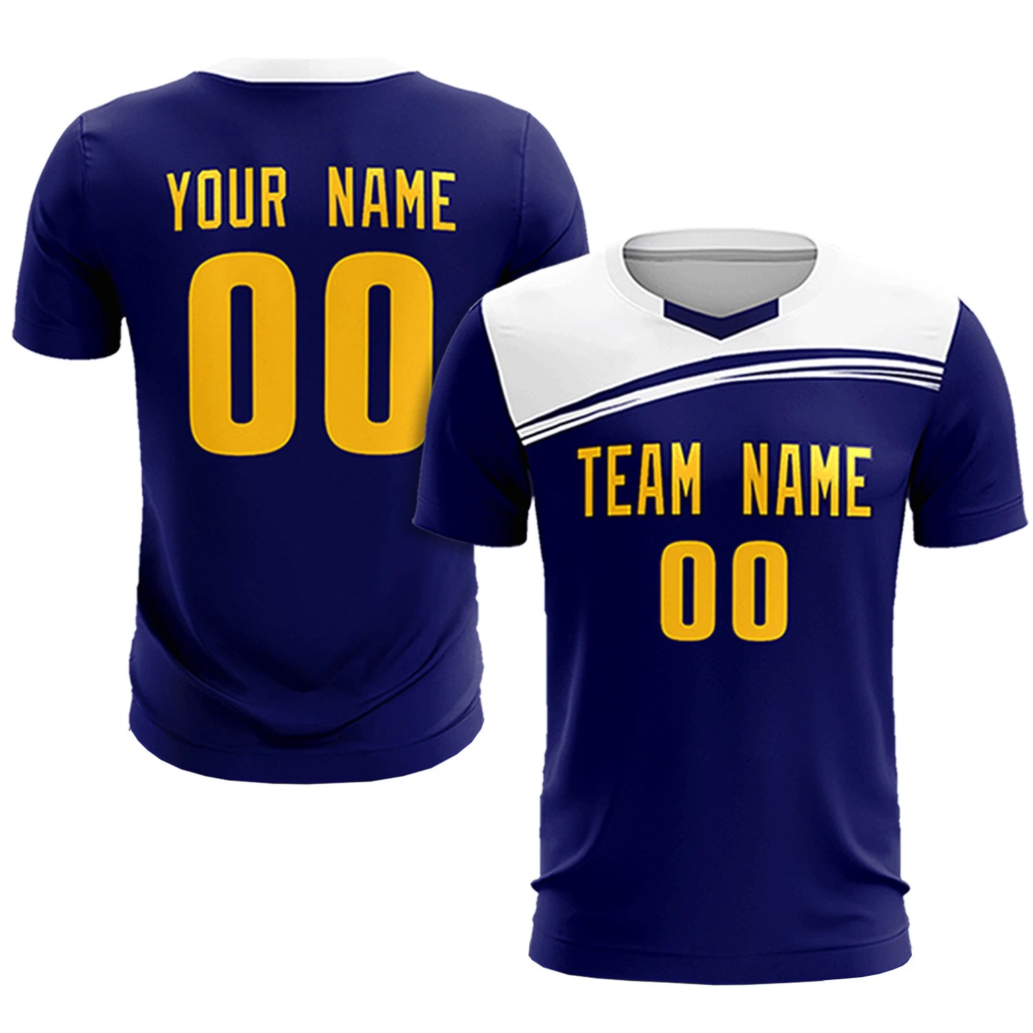 Custom Royal Blue White Personalized Men Soccer Sets Jersey