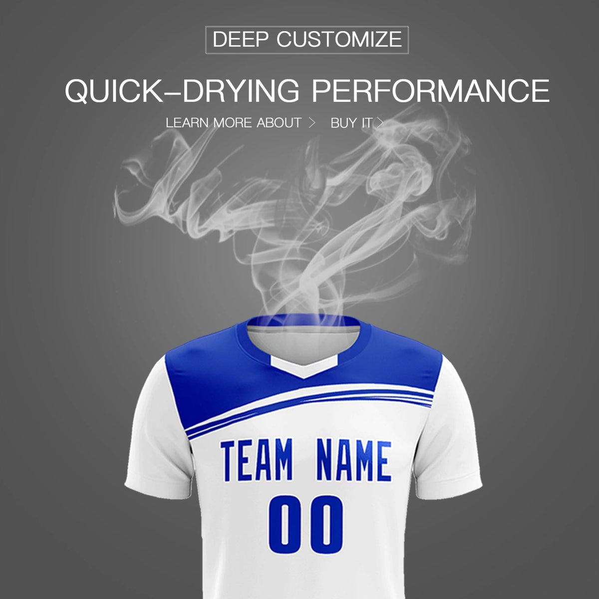 Custom White Royal Blue Personalized Men Soccer Sets Jersey