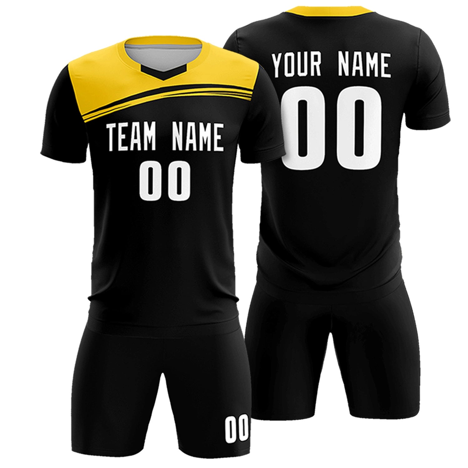 Custom Black Royal Blue Personalized Men Soccer Sets Jersey